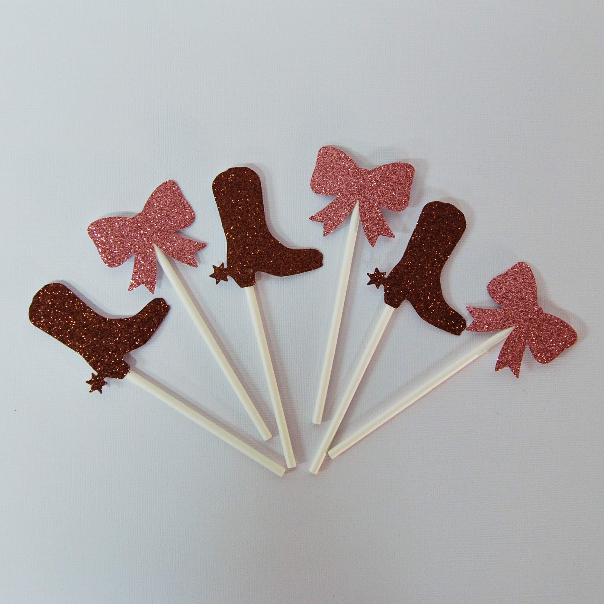Gender Reveal Cupcake Toppers - Boots or Bows Baby Shower Decorations for Gender Announcement Parties, Baby Showers & Celebrations