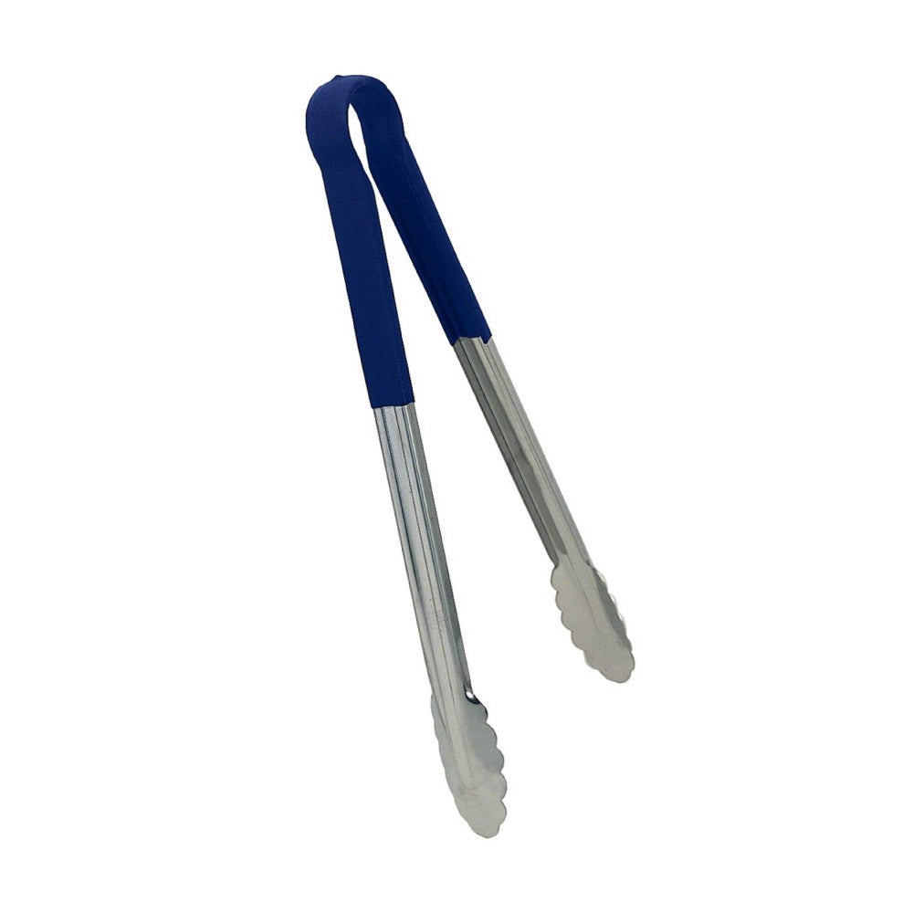 Non-Slip Blue Coated Utility Tongs - 16 Inch Heavy Duty Kitchen Tongs for Grilling, Cooking, Serving - Perfect for BBQ, Salad, Pasta & Camping Use
