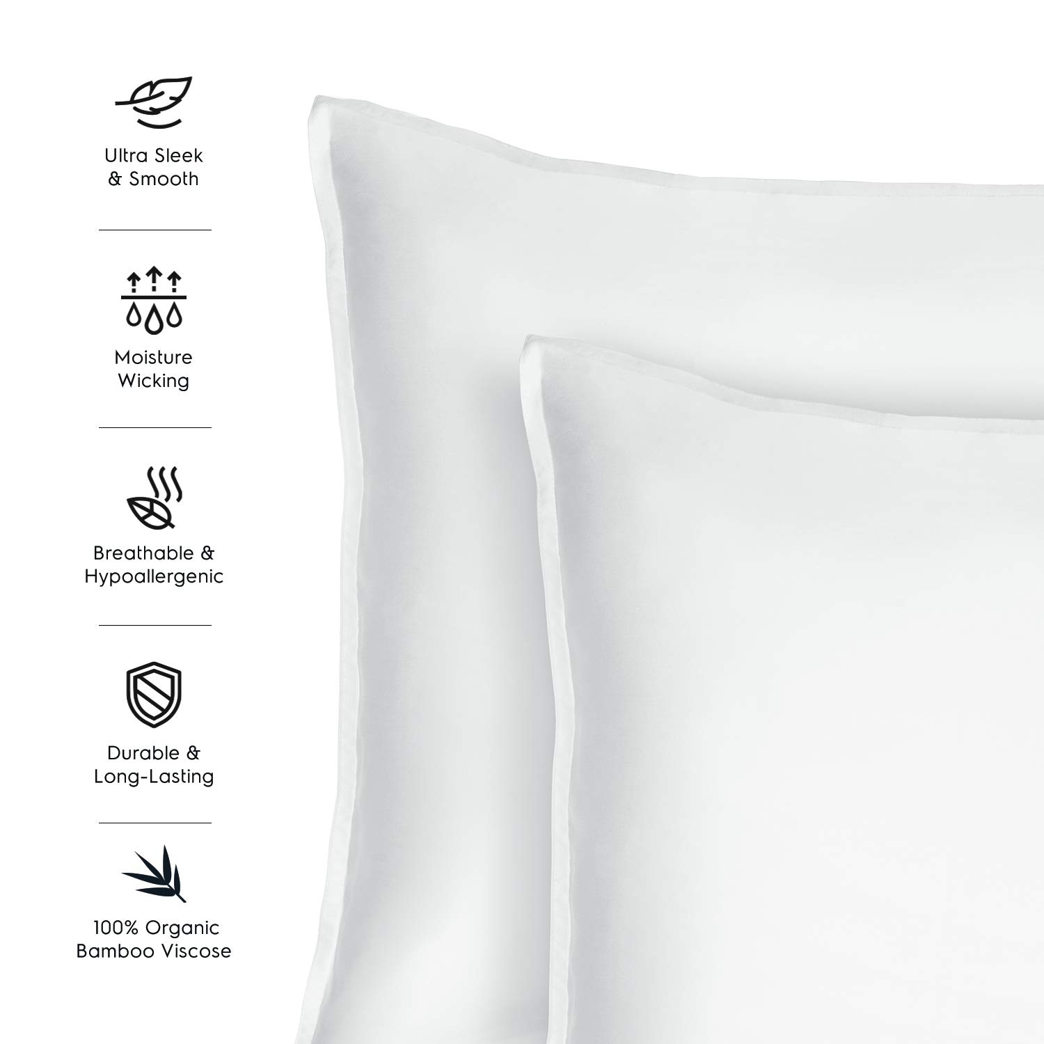 Premium 100% Bamboo Viscose Duvet Cover Queen Size - 3 Piece Set with 2 Pillowcases | Ultra Soft, Silky Smooth & Cooling Bedding | Perfect for Hot Sleepers & All-Season Comfort (Queen, Cool White) | Ideal for Master Bedrooms, Guest Rooms & Luxury Hotels