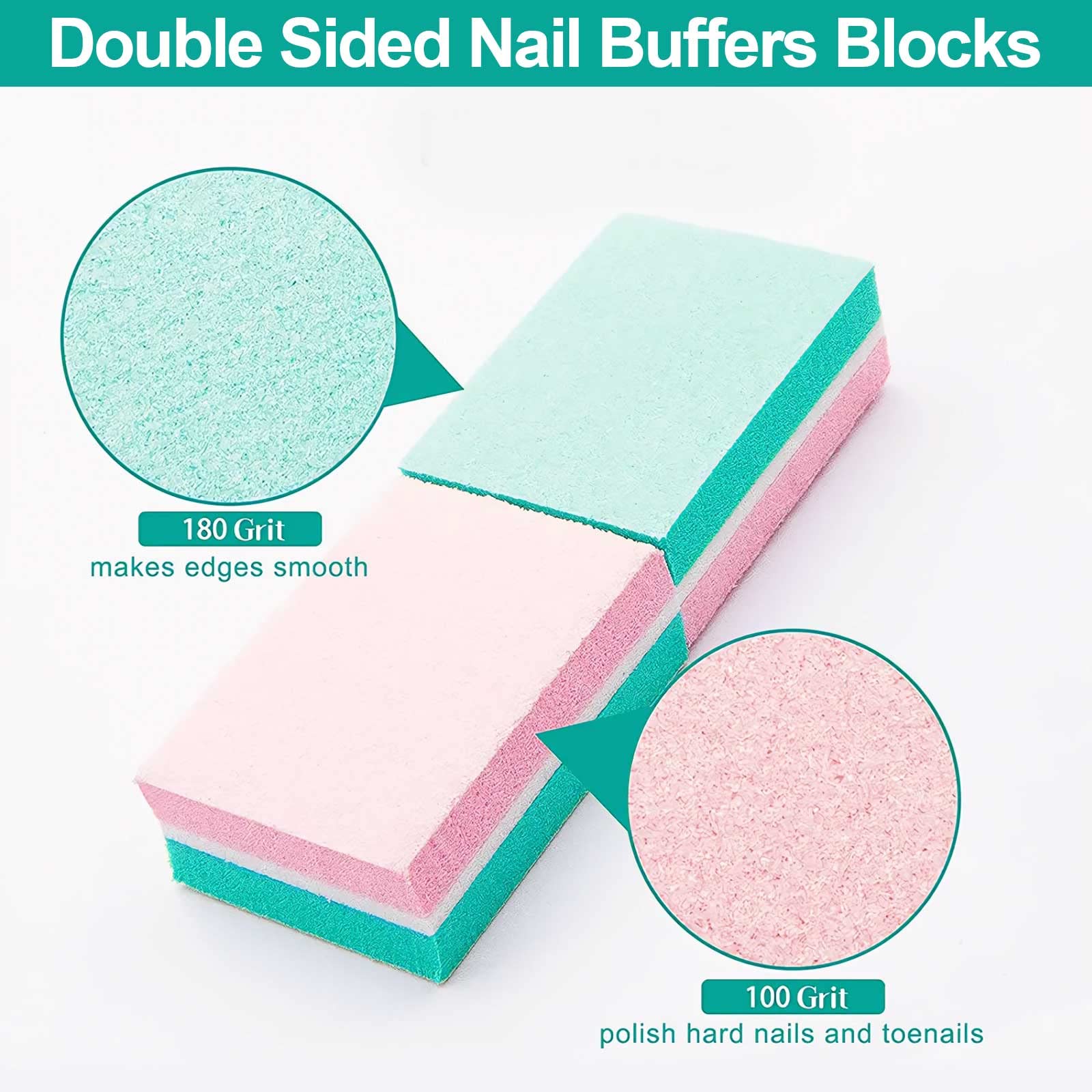**CGBE 180/100 Grit Nail Buffer Blocks & Sponge Files – 50PCS Pink & Green Manicure Sanding Buffers for Smooth & Shiny Nails – Perfect for Home, Salon & Professional Nail Care**