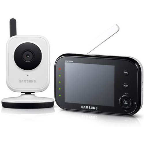 Samsung SEW-3036W White Baby Monitor with HD Camera & Night Vision - Wireless Baby Monitoring System for Nursery, Bedroom & Travel