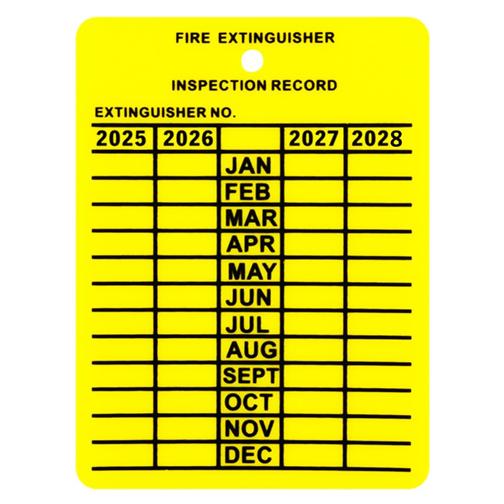 (300 Pack) 2025-2028 Plastic Fire Extinguisher Inspection Tags - Durable Outdoor Safety Labels for Commercial & Industrial Use