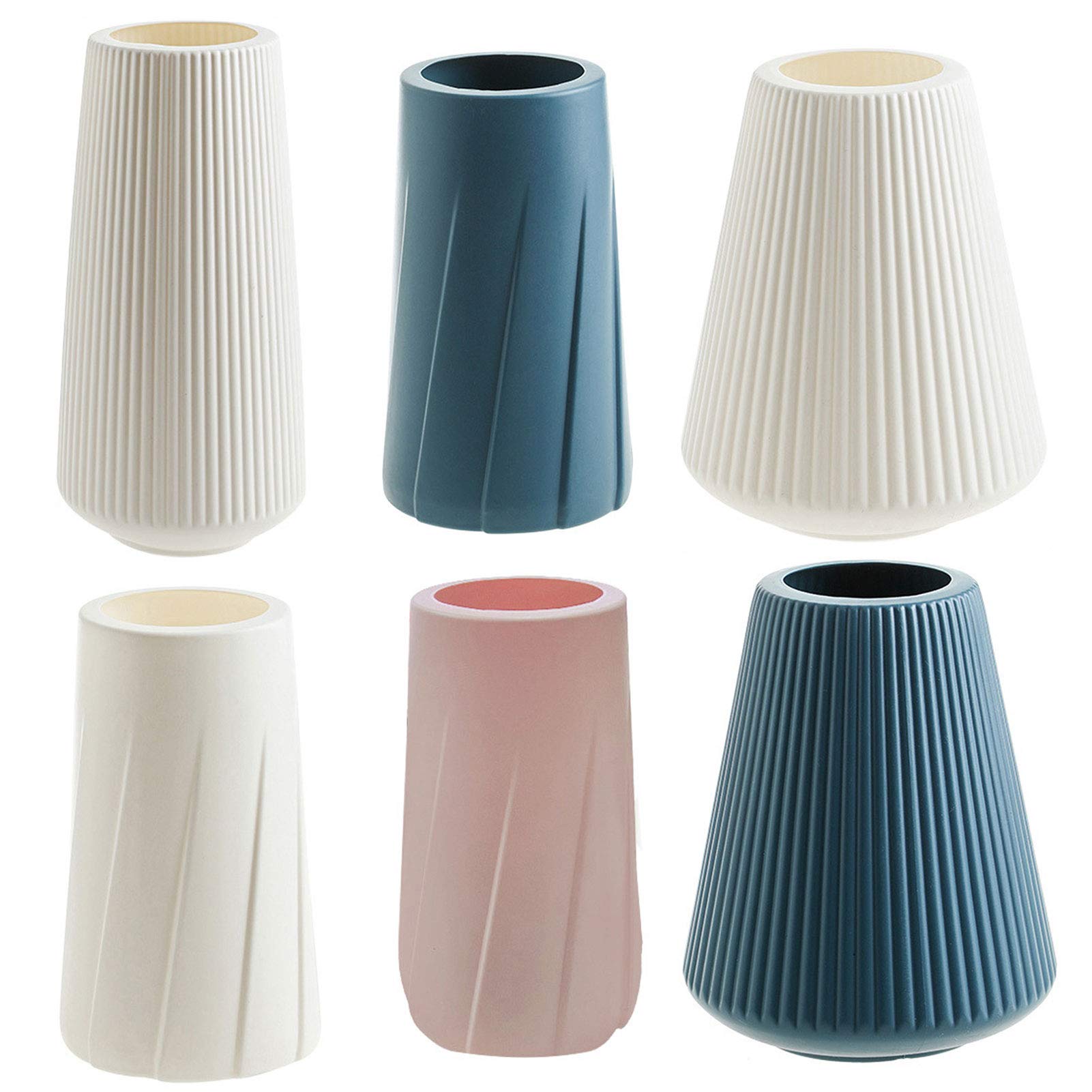 BARMI Unbreakable Pleated Plastic Flower Vase - 12 Inch Tall White Decorative Vase for Home & Office Decor | Perfect for Fresh Flowers, Centerpieces & Modern Interior Design
