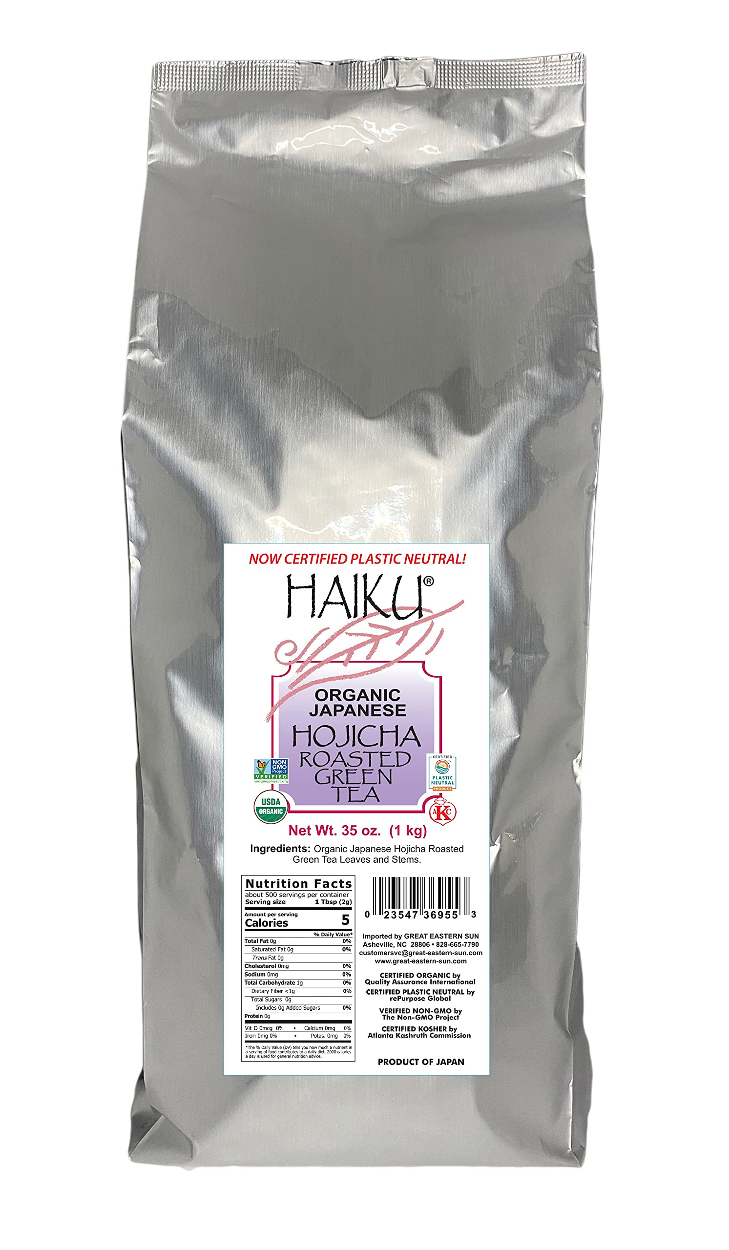 Premium Organic Japanese Hojicha Roasted Green Tea Loose Leaf 35oz - USDA Certified, Non-GMO, Kosher - Authentic Product of Japan - Perfect for Relaxation, Afternoon Tea & Gift Giving