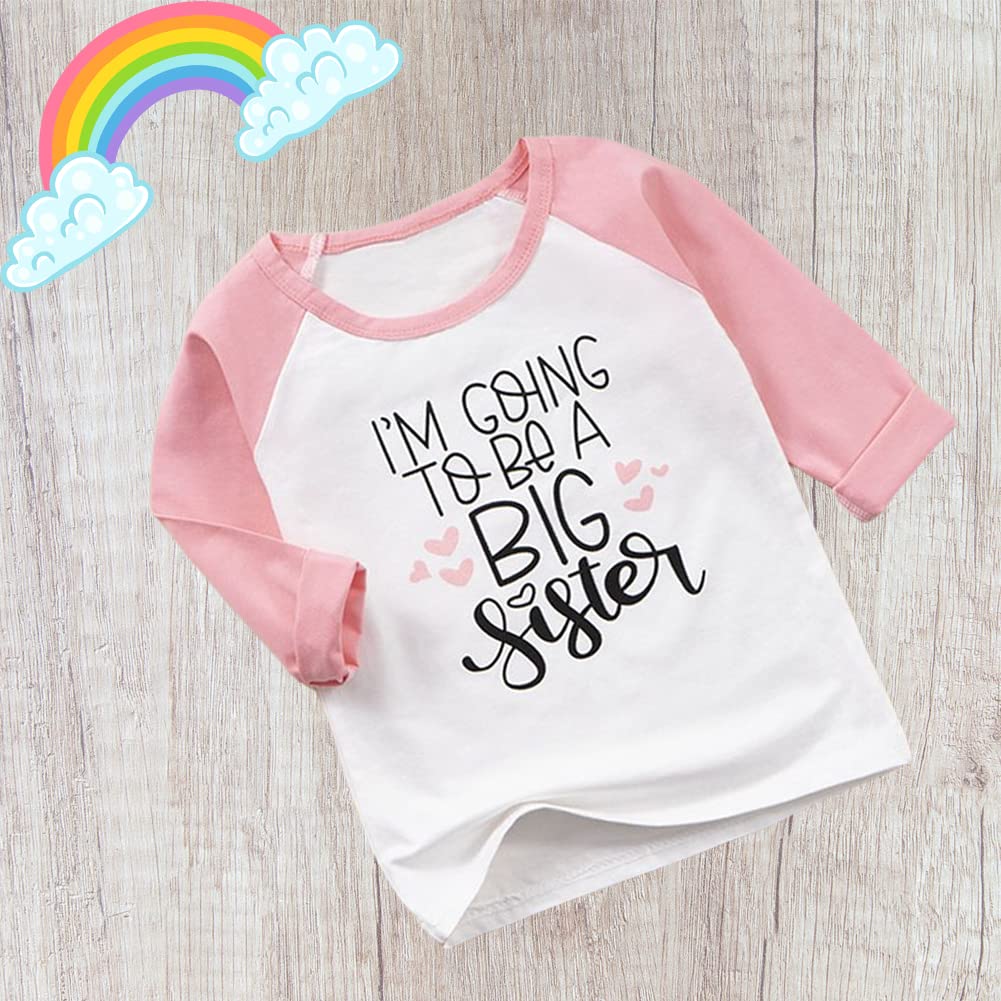 PythJooh Big Sister Announcement T-Shirt for Toddler Girls - Soft Cotton Long & Short Sleeve Tops (Ages 2-7) - Perfect Sibling Reveal Gift for Pregnancy Announcements & Family Celebrations
