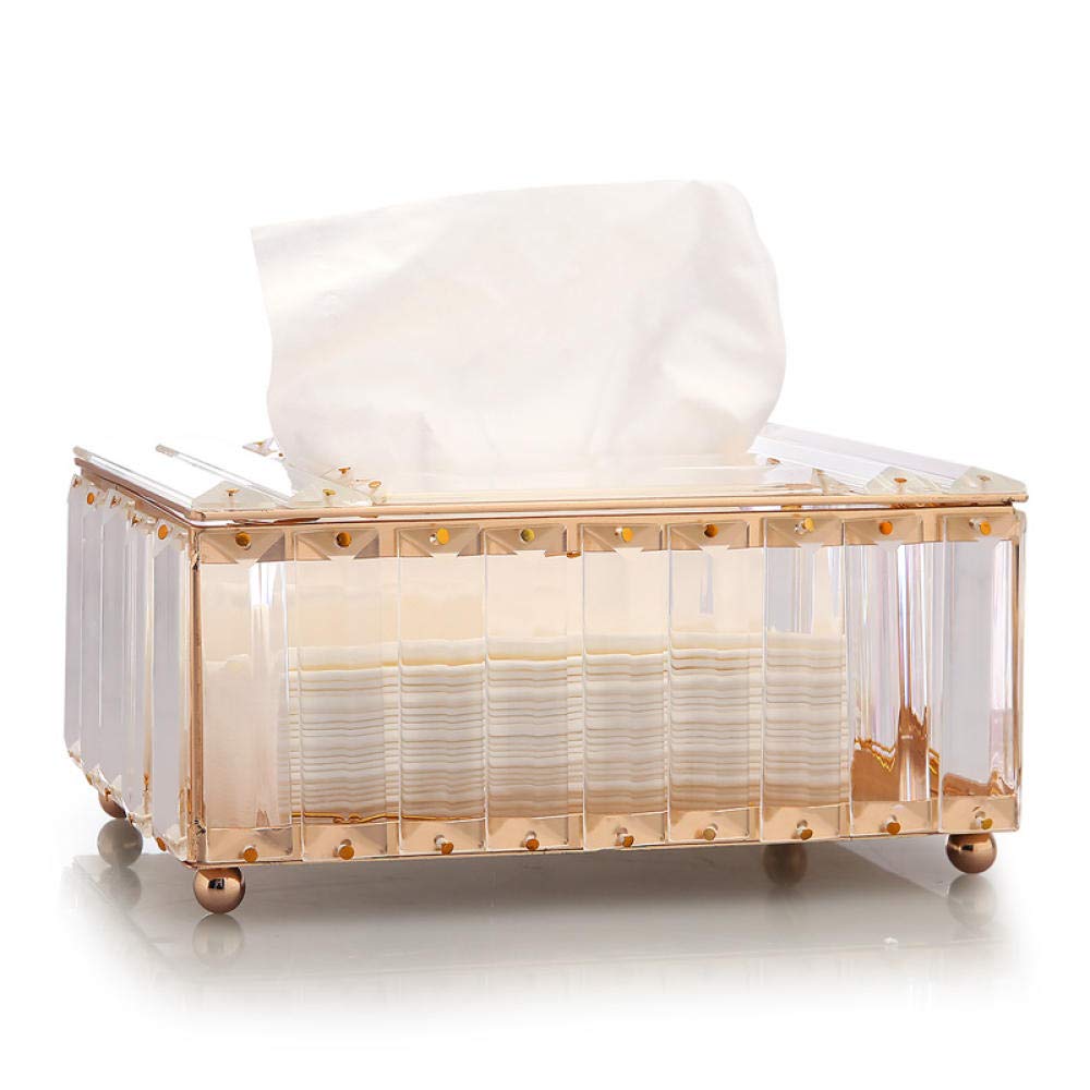 Luxury Crystal Tissue Box for Living Room & Home Decor - Elegant Desktop Napkin Holder with Pump Dispenser - Gold Finish for Bathroom & Toilet Paper Storage | Perfect for Home, Office & Gift Giving