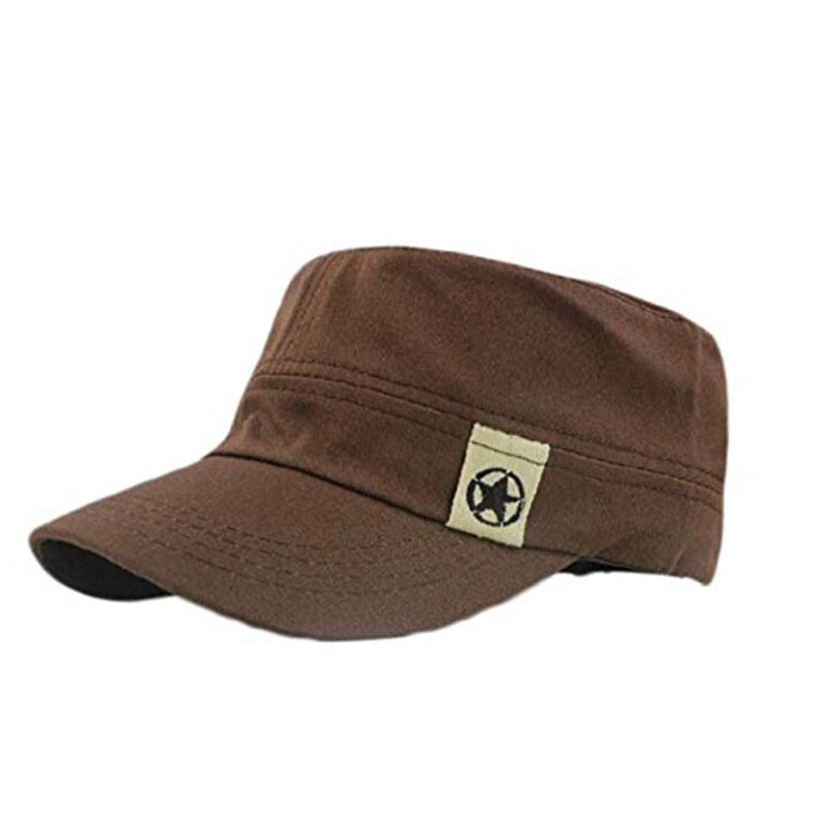 YOMXL Men's Cotton Army Cap - Military Style Cadet Hat with Adjustable Strap, Flat Top Baseball Cap for Outdoor, Hiking & Casual Wear