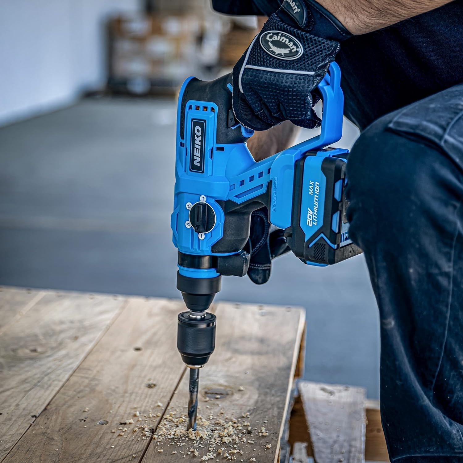 NEIKO 10882A 20V Cordless Rotary Hammer Drill with SDS Plus - Heavy Duty Brushless Demolition Hammer, Includes Li-ion Battery & Fast Charger - Perfect for Concrete Drilling, Masonry Work & Home Renovation Projects