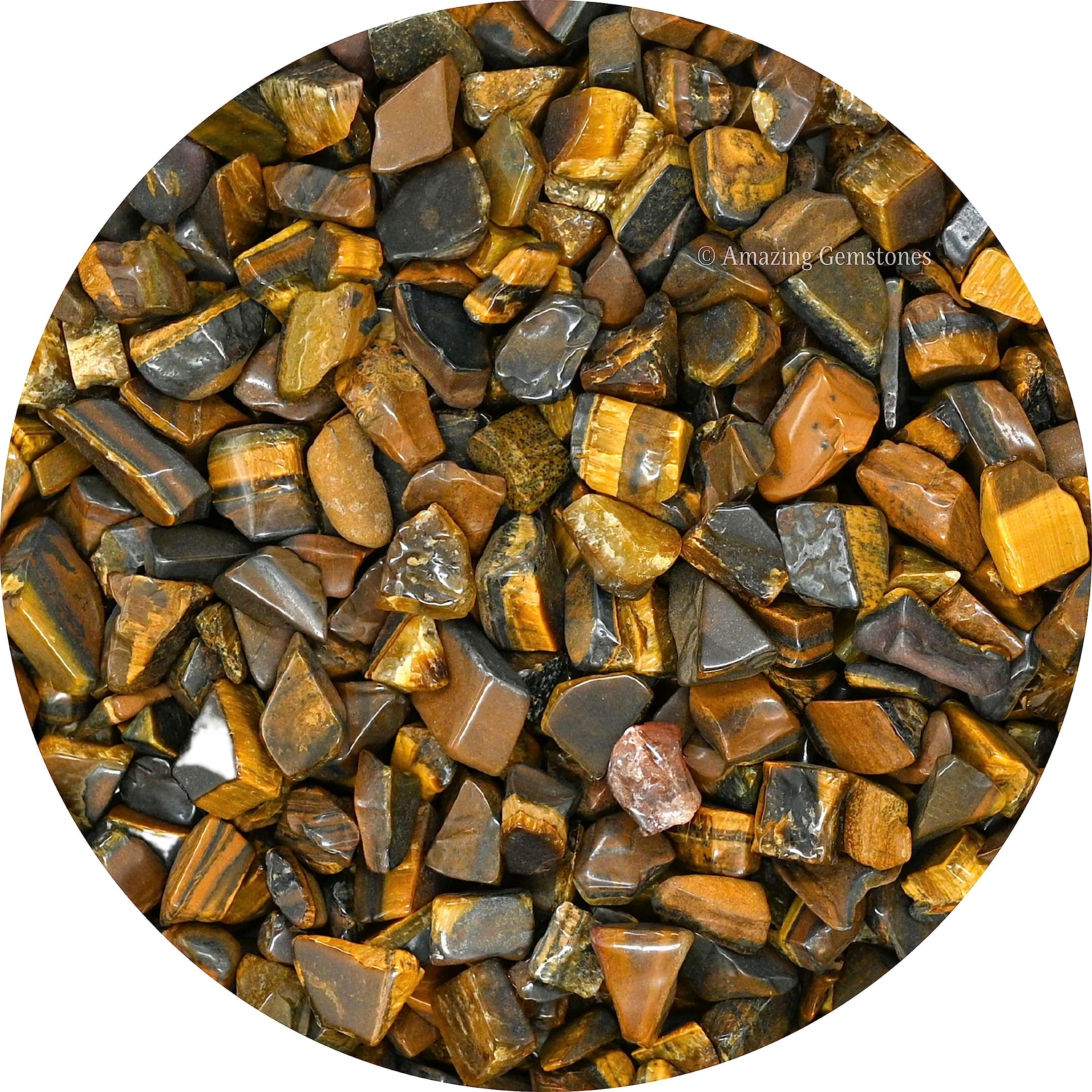 Natural AAA Grade Tiger Eye & Carnelian Crystal Chips - 1000+ Carat Bulk Aquarium Gravel, Small Tumbled Stone Chips for Fish Tank Decoration, Tiny Gemstones for Home & Office Feng Shui, Jewelry Making & Vase Filler