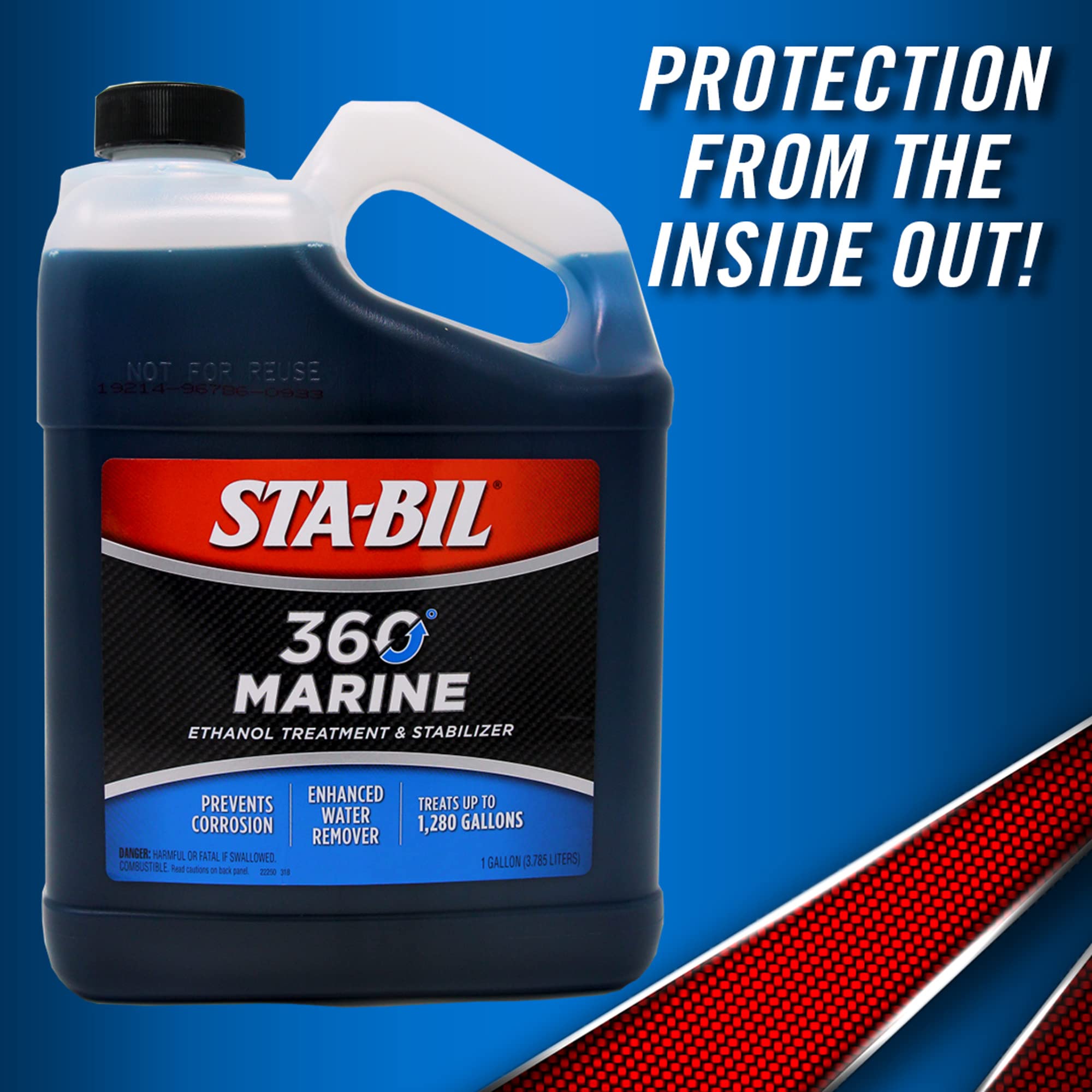 STA-BIL 360 Marine Ethanol Treatment & Fuel Stabilizer - Full Fuel System Cleaner - Fuel Injector Cleaner - Removes Water - Treats 1280 Gallons - 128 Fl. Oz. (22250) - Gold 1 Gallon - Ideal for Boats, Marine Engines & Watercraft Fuel Maintenance