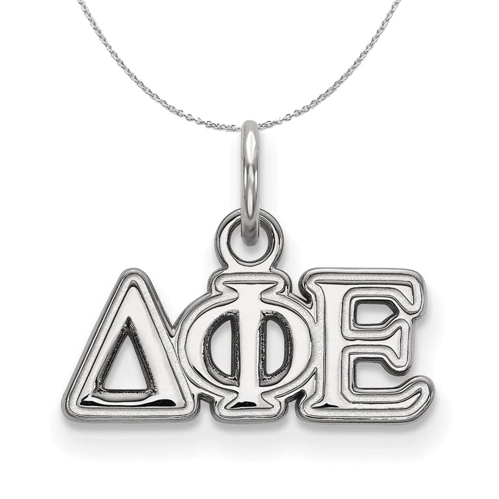 Delta Phi Epsilon Sterling Silver Greek Necklace - Tiny Black Bow for Sorority Gifts