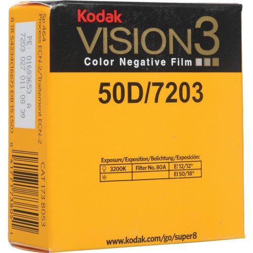 Kodak VISION3 50D Color Negative Film 7203 - Super 8 Movie Film 50 Foot Roll for Cinematic Filmmaking & Professional Videography - Perfect for Outdoor Daylight Shooting & Documentary Projects