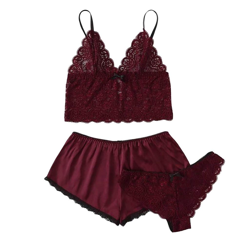 Vedolay Women's Lace Lingerie Set - Sexy Bra & Briefs Underwear, Camisole Sleepwear Pajamas for Romantic Nights & Special Occasions