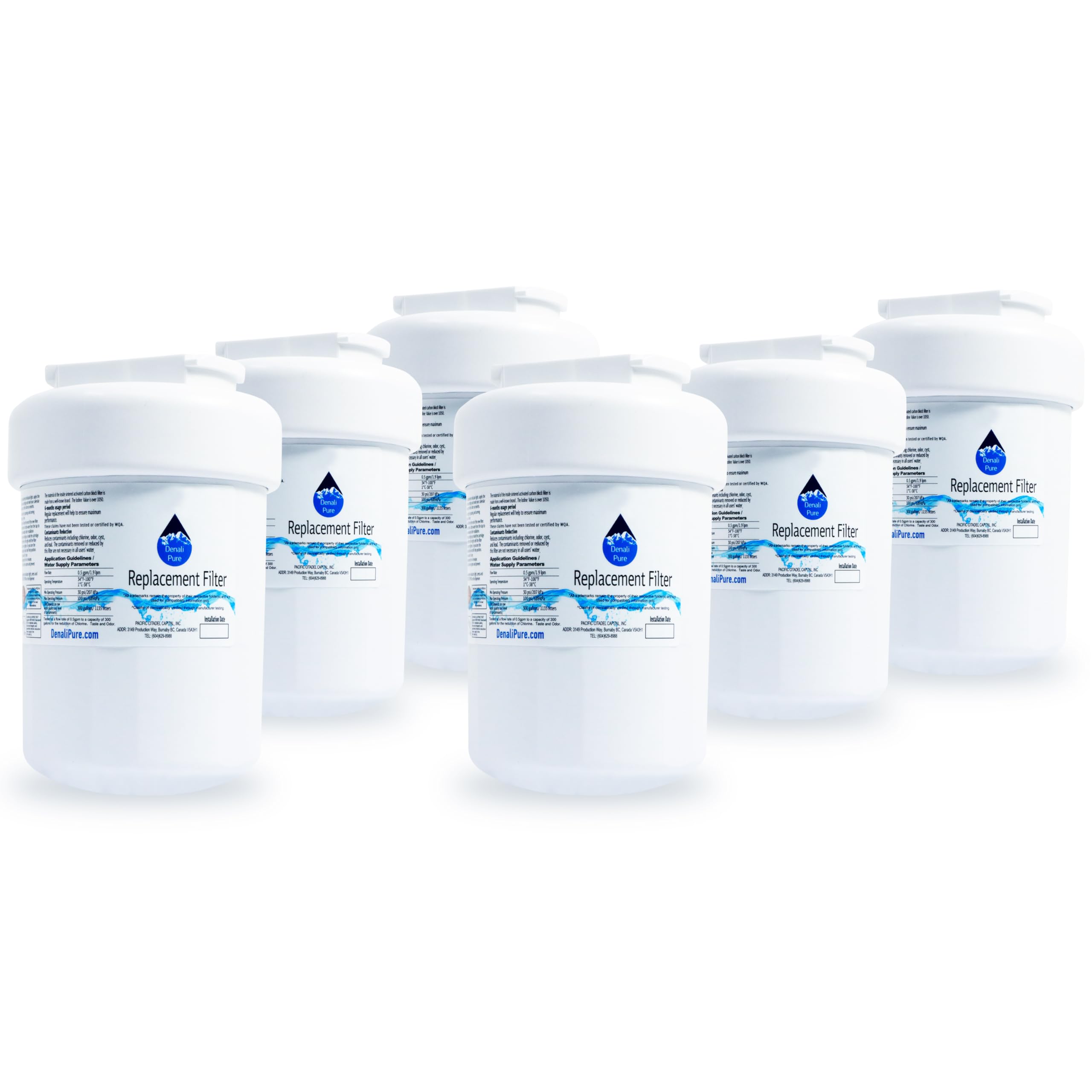 6-Pack GE GSHF6HGDBCCC Refrigerator Water Filter Replacement - Compatible with MWF & MWFP Fridge Filters | Pure Drinking Water for Home & Office Use