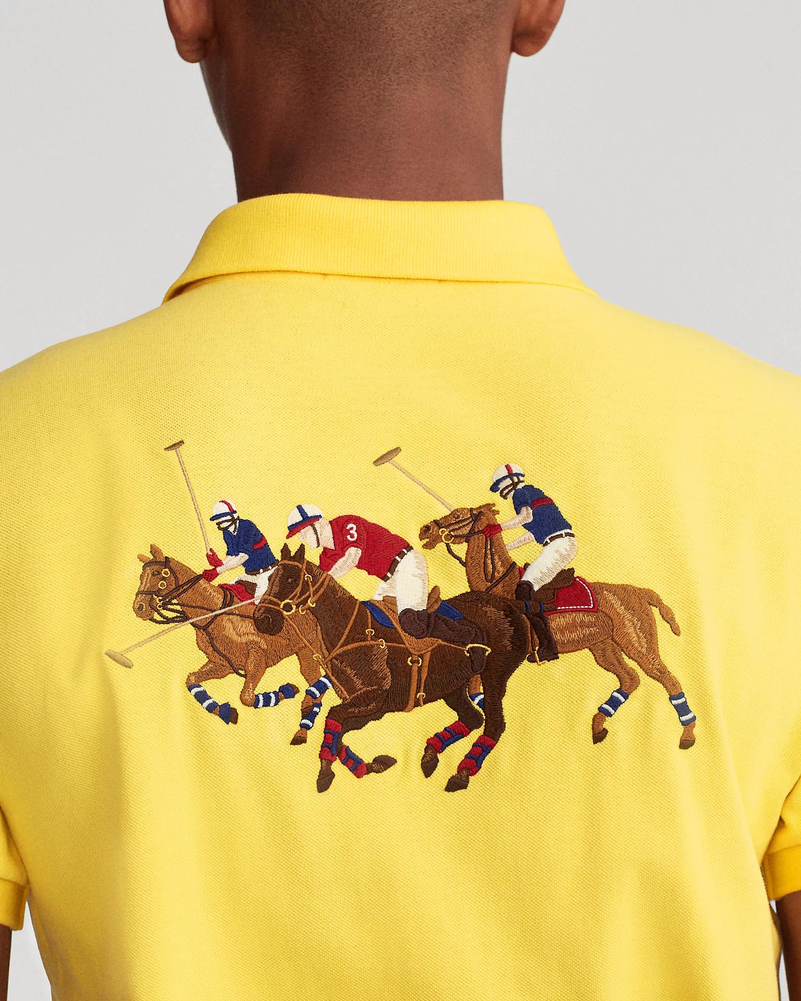 POLO RALPH LAUREN Classic Fit Mesh Triple Pony Polo Shirt for Men - Breathable Cotton, Comfortable Casual Wear (Medium, Yellow) | Perfect for Golf, Office & Summer Outfits