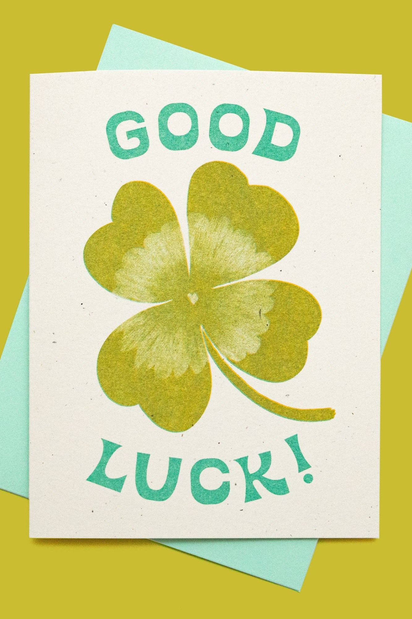 Good Luck Greeting Card - Handmade Risograph Print for Birthdays, Weddings & Special Occasions | Unique & Artistic Design