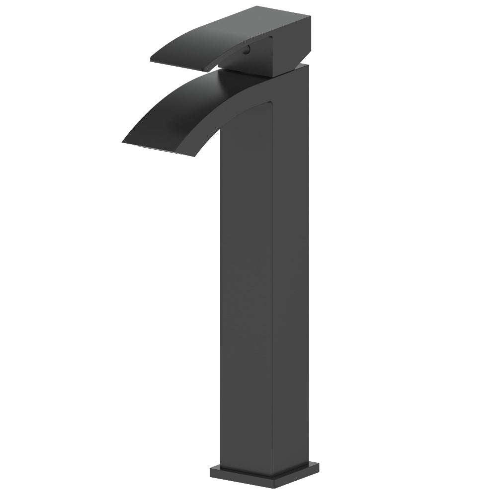 ZLINE Heavenly Single Handle Vessel Sink Bathroom Faucet in Matte Black - Modern Waterfall Spout Design for Bathroom Vanity and Vessel Sinks (HVN BF MB) - Perfect for Contemporary Home and Luxury Hotel Bathroom Upgrades