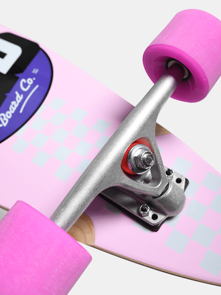 Rad Pintail Mini Checker Stripe Complete Skateboard - Pink & Black Design for Street Skating & Commuting