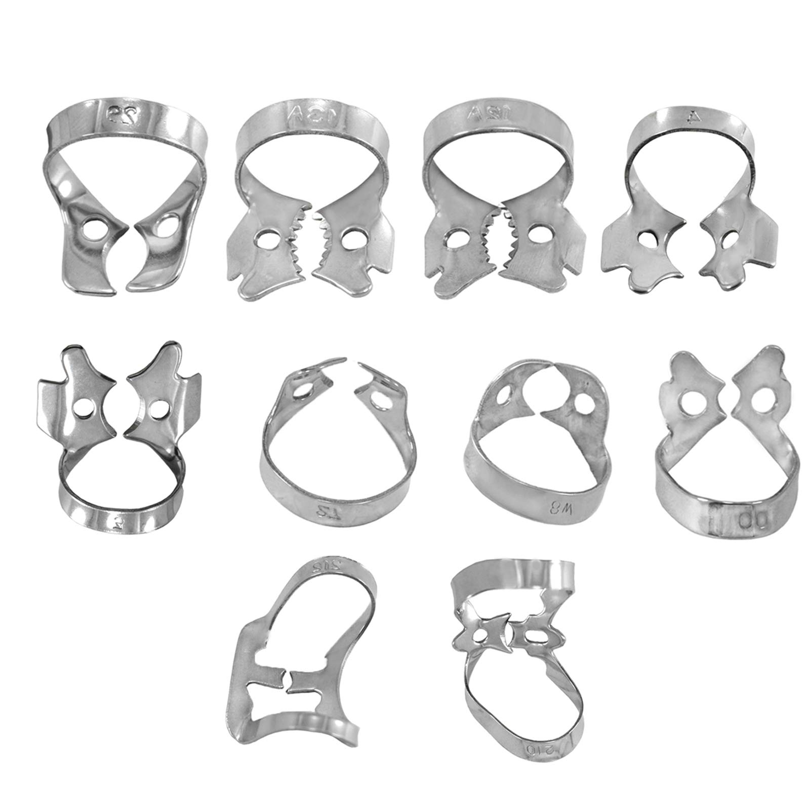 Professional Dental Rubber Dam Clamps - Endodontic Hygienic Brinker Universal Retractors for Tissue Gingival Lower Molars | CE Certified Restorative Dental Instruments (Set of 10) | Ideal for Root Canal, Crown Prep & Dental Surgery Procedures