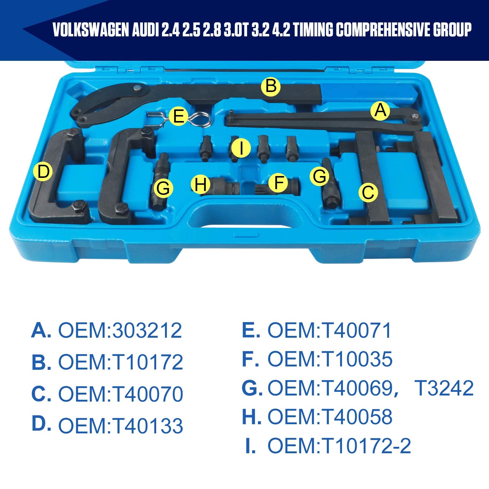 BELEY Engine Camshaft Timing Belt Locking Tool Kit for VW Audi 2.4L 2.8L 3.2L 4.2L 3.0T - OEM T40133 T40070 Replacement - Perfect for Timing Belt Replacement & Engine Repair