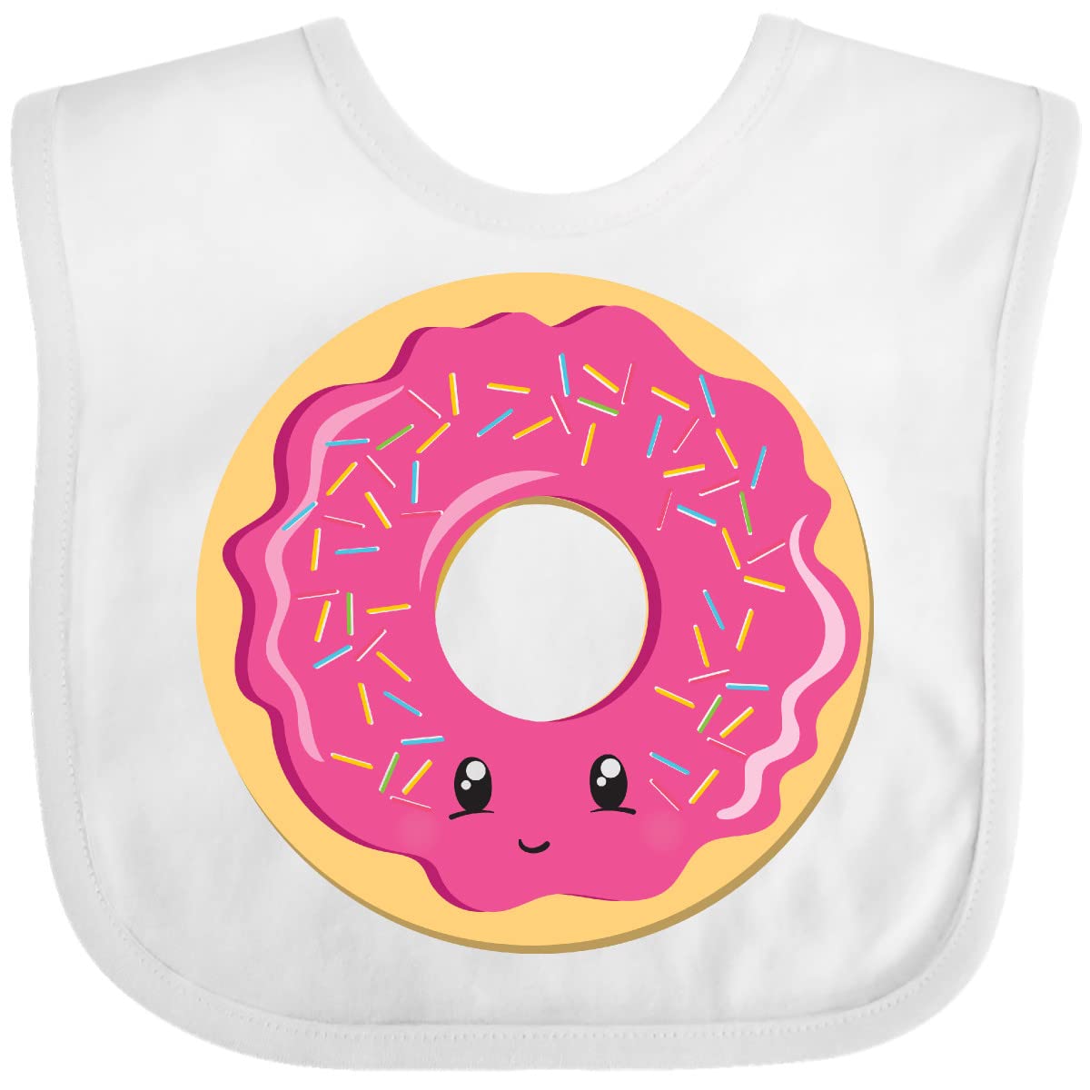 Inktastic Hot Pink Donut Baby Bib - Soft Cotton Drool Bib for Infants & Toddlers - Cute & Absorbent for Mealtime, Playtime & Photo Shoots