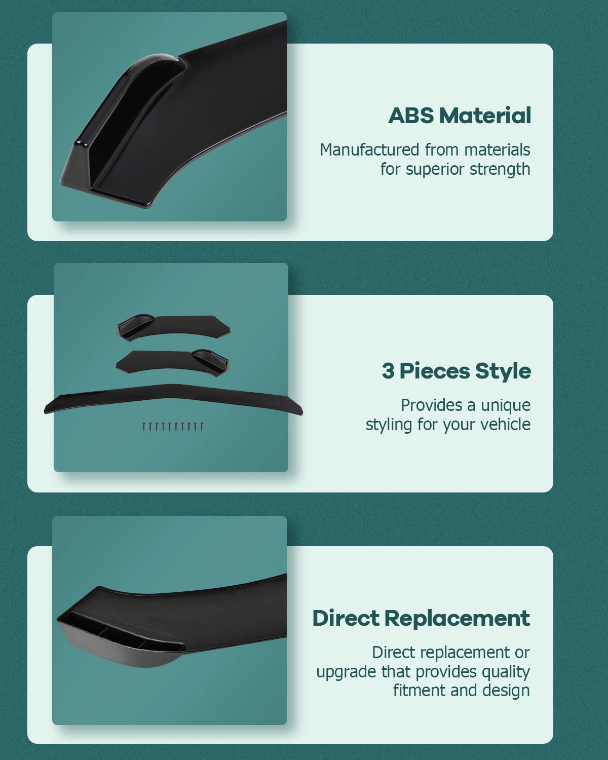 SCITOO Universal Front Lip Spoiler - Glossy Black Adjustable Bumper Lip for Cars | Enhances Aerodynamics & Sporty Look | Perfect for Street Racing & Car Shows