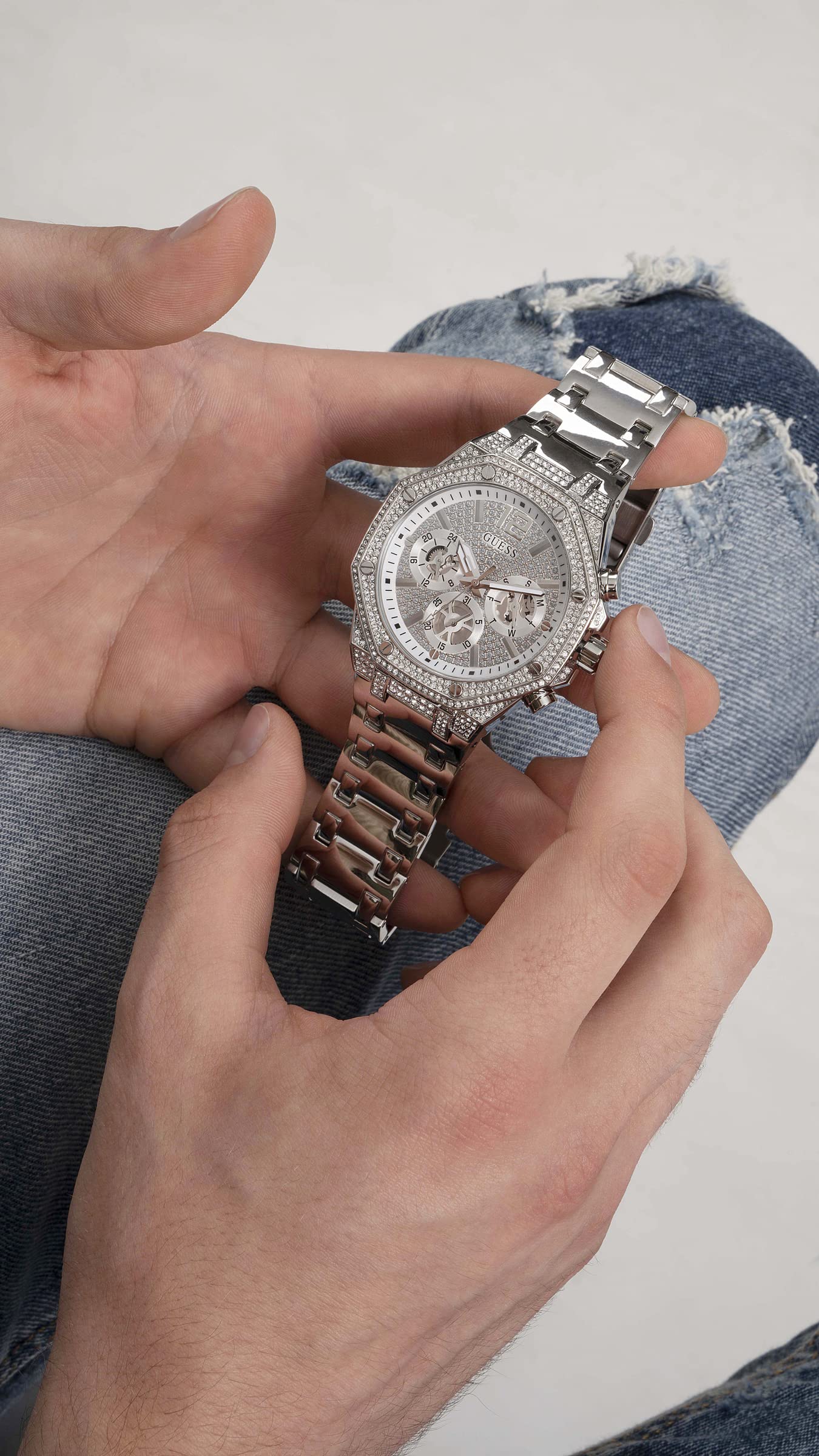 GUESS Men's Stainless Steel Quartz Watch - Waterproof Dress Watch for Business, Casual & Formal Occasions