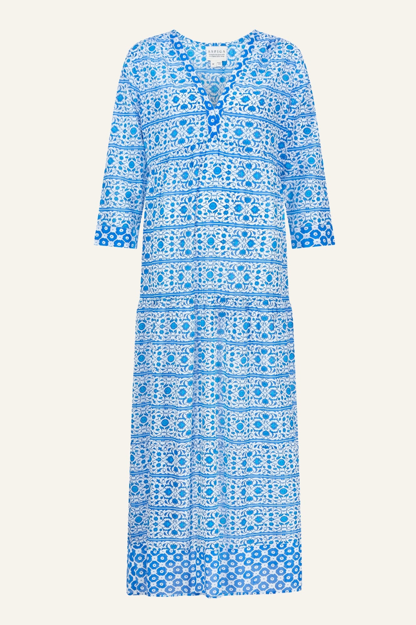 Mykonos Maxi Dress for Women - Flowy White and Blue Summer Beach Dress | Perfect for Vacations, Weddings & Boho Outfits