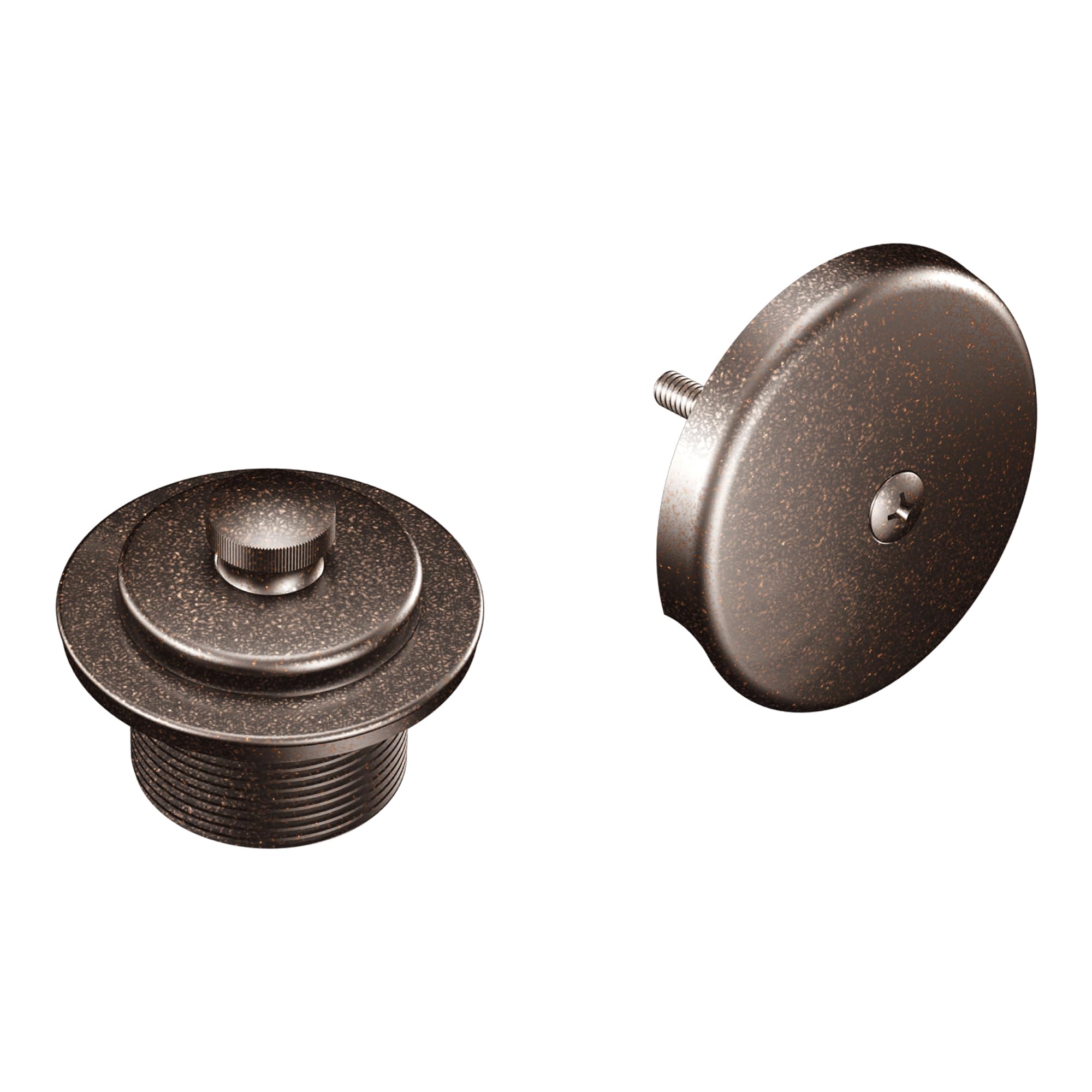 Moen T90331ORB Oil-Rubbed Bronze Push-N-Lock Tub and Shower Drain Kit - 1-1/2 Inch Threads, Drain Plug & Overflow - Durable Bathroom Drainage Solution for Bathtubs and Showers