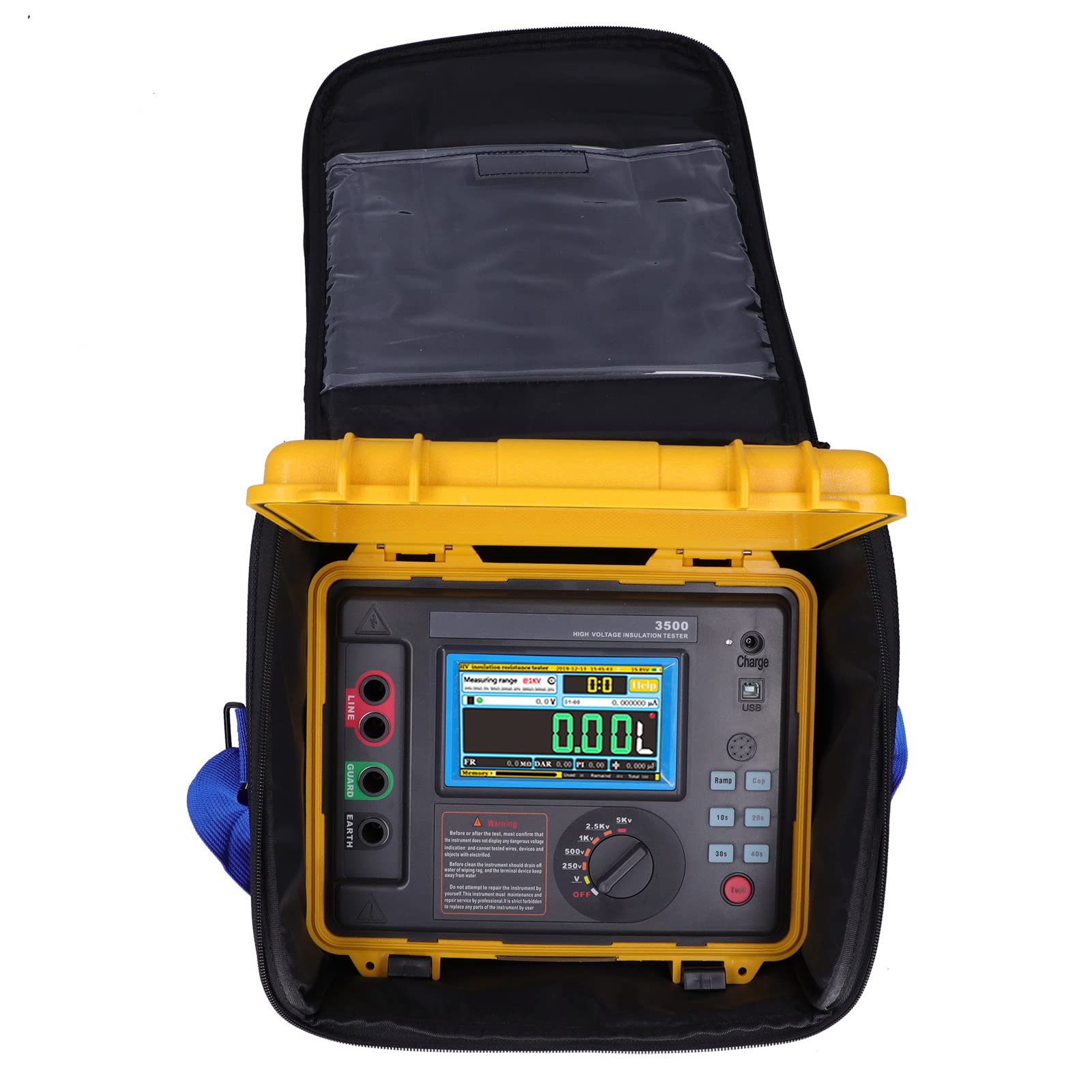 ETCR3500 Digital Insulation Resistance Tester 500V/1000V/2500V Megohmmeter with LCD Display - US Plug for Electricians, HVAC, and Industrial Maintenance