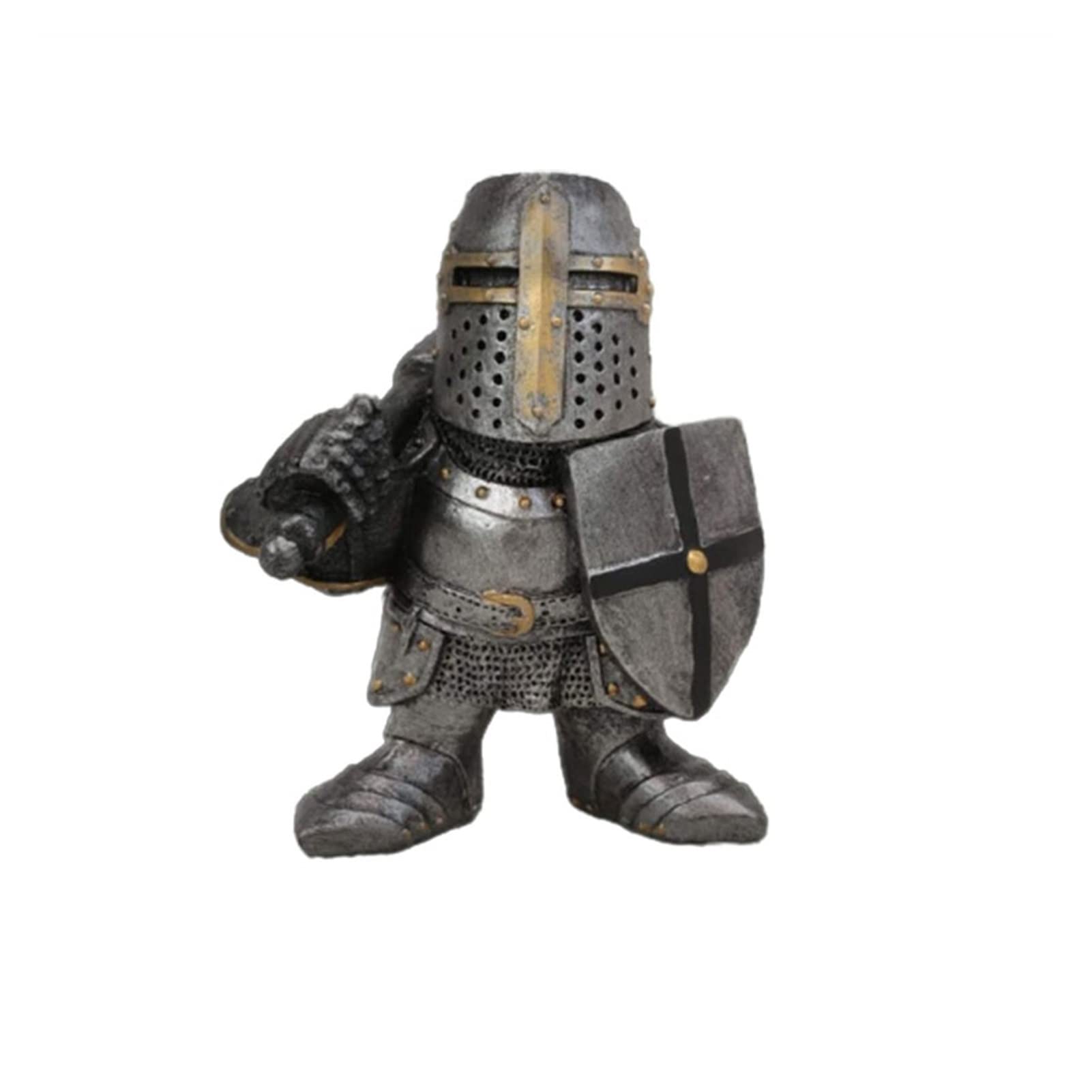 Garden Sculptures Outdoor Decor - Dwarf Knight Statue, Armor Guard Ornament for Lawn & Patio - Miniature Goblin Soldier Sculpture for Garden, Yard & Landscape Decoration (Color: 01)