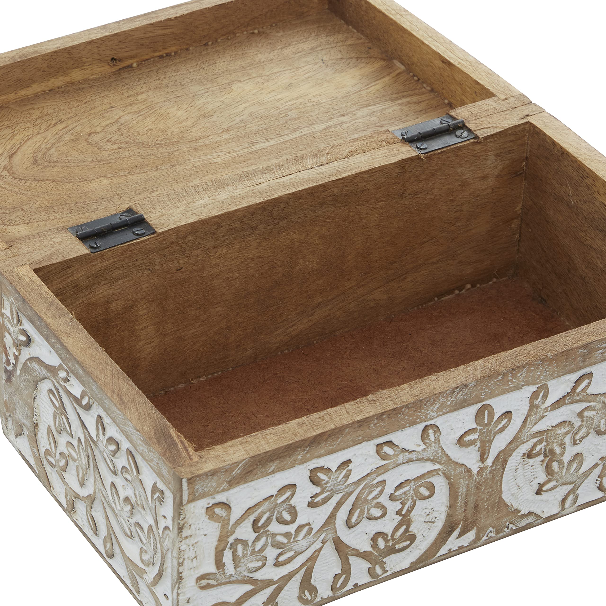 Mango Wood Floral Storage Box Set of 3 - 8