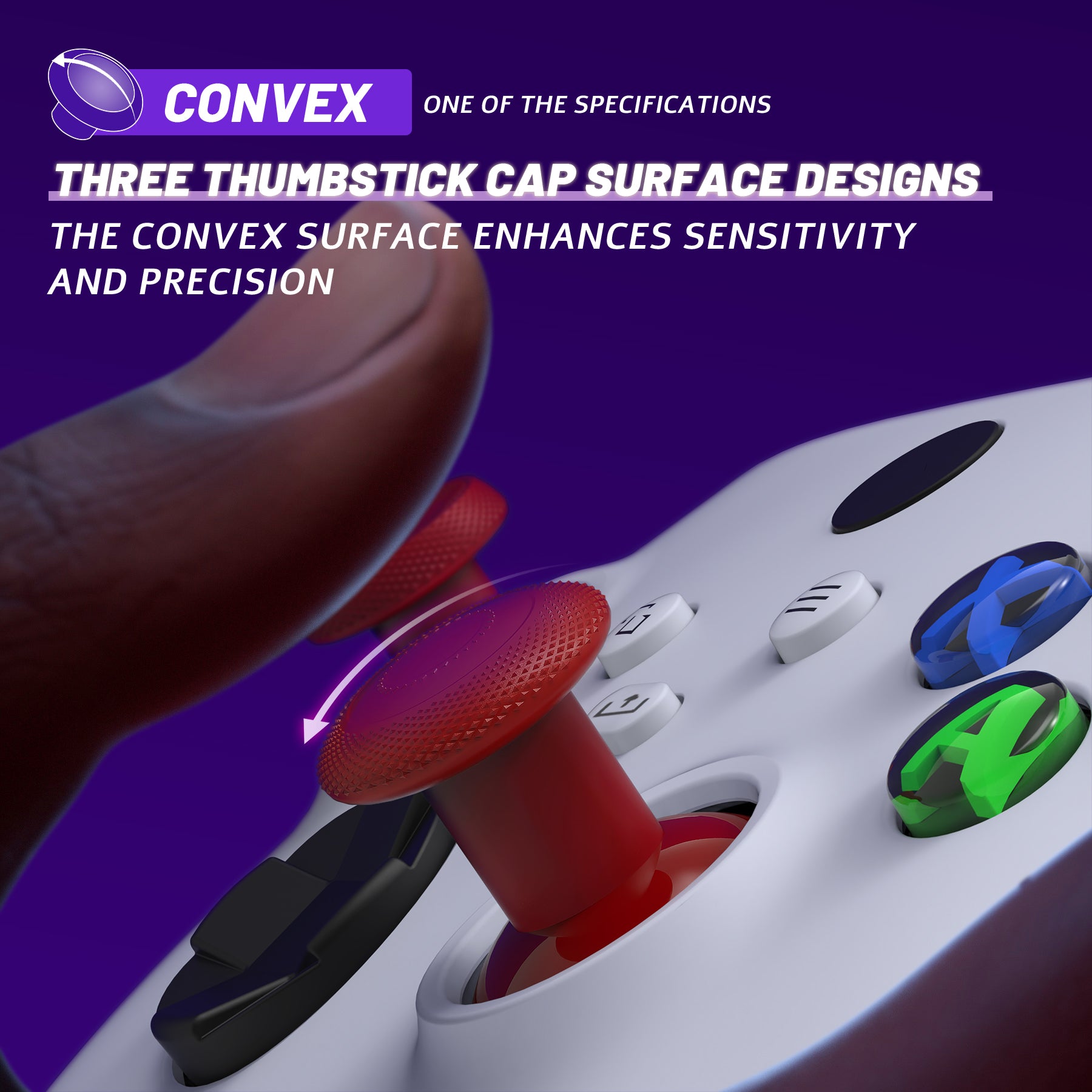eXtremeRate ThumbsGear V3 Interchangeable Thumbsticks for Xbox Core Controller - 4 Height Adjustable Convex & Concave Grip Joysticks Compatible with Xbox One S/X/Elite & Nintendo Switch Pro Controller (Carmine Red VRVX3M004) - Perfect for Gaming, FPS, Racing & Action Games