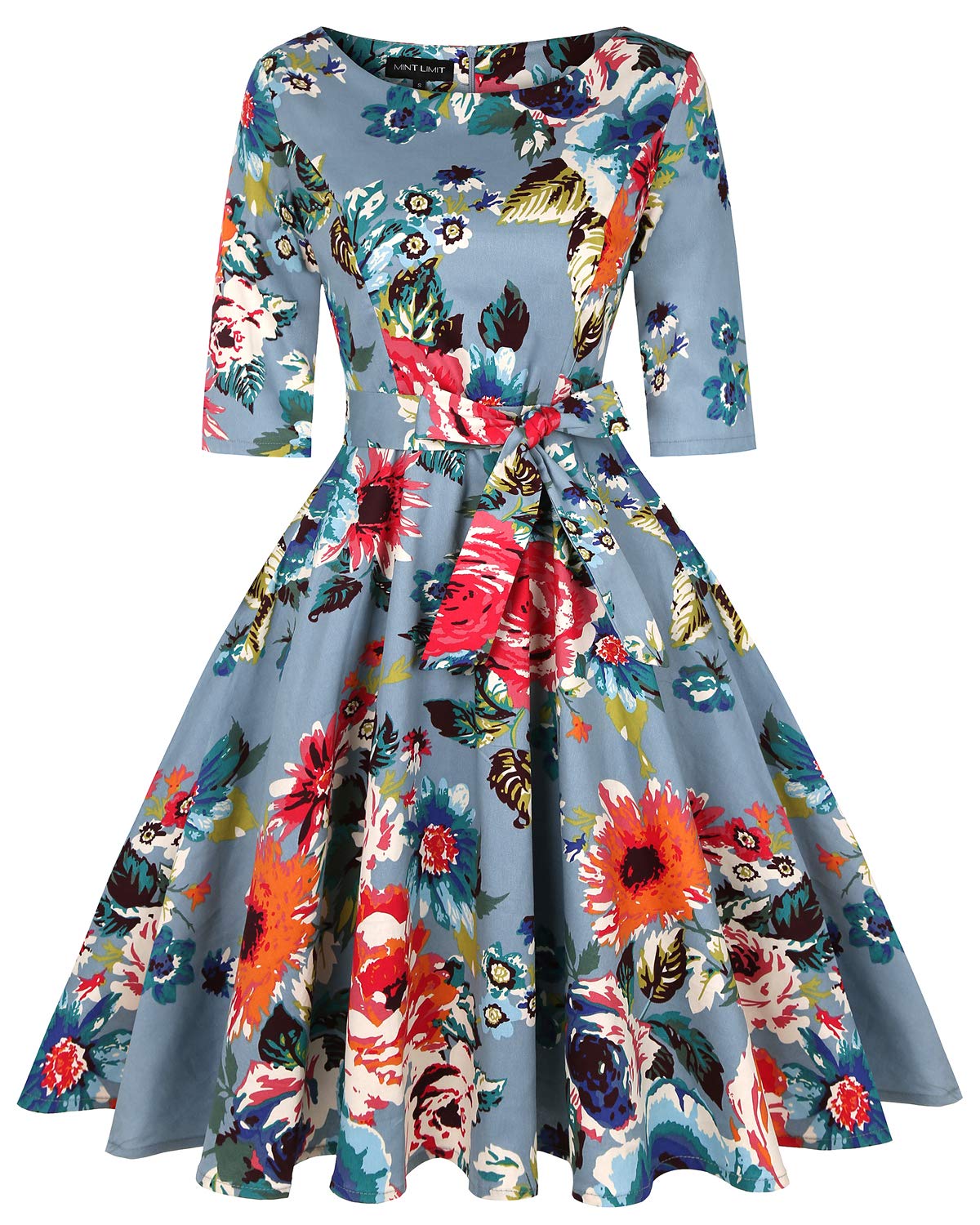 MINTLIMIT Women's 1950s Vintage Retro Rockabilly Swing Dress with Pockets - 50s Style Cocktail Party, Prom, Pinup, Rockabilly Dancer Costume for Special Occasions & Vintage Themed Events