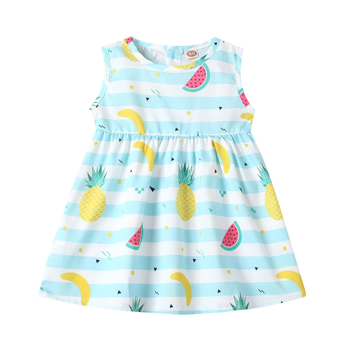 **Adorable Striped Sleeveless Princess Dress for Toddler Girls – Cute Fruit Print Baby Dress – Perfect for Birthday Parties, Photo Shoots & Summer Outfits (2T Size)**