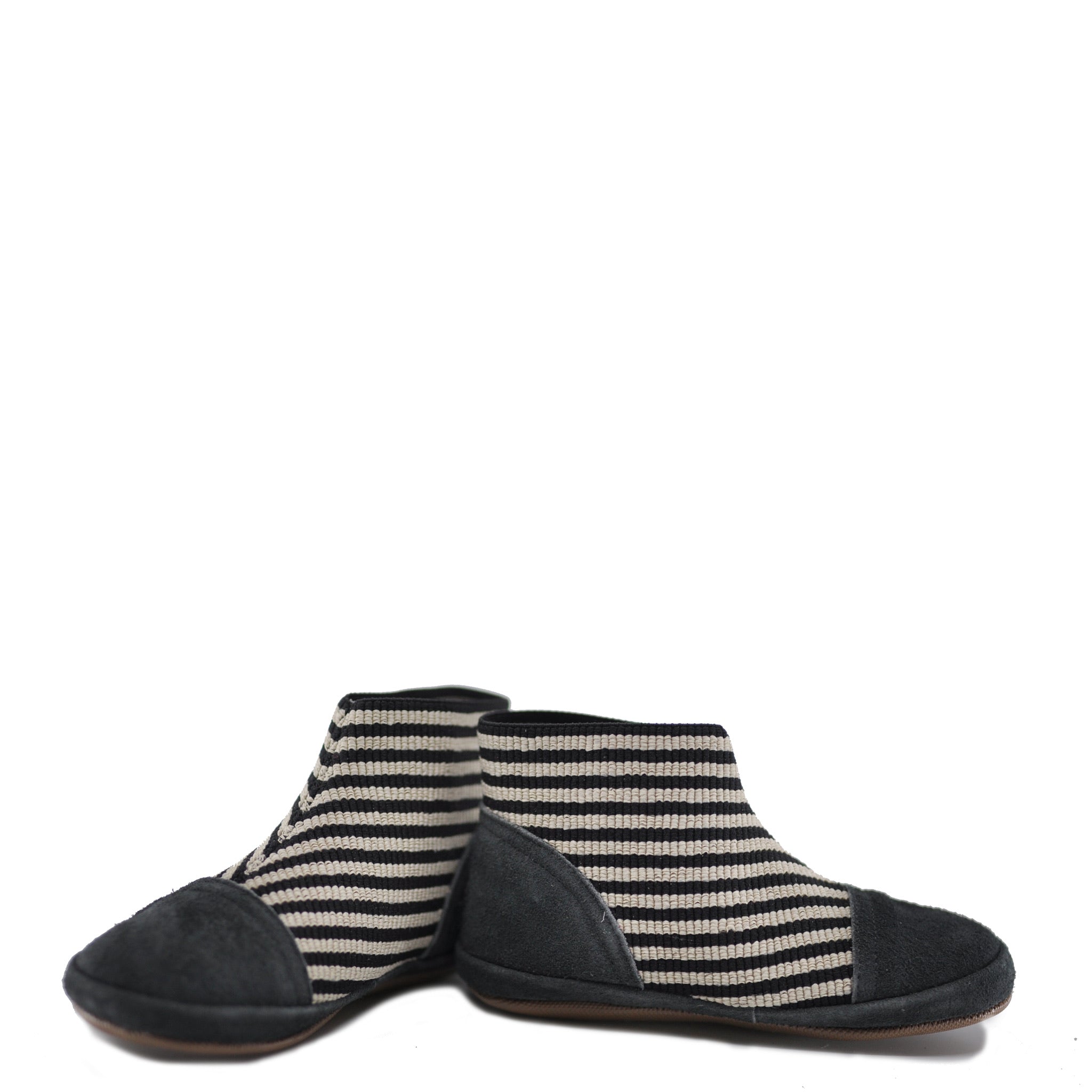 Pepe Gray Striped Elastic Bootie - Comfortable & Stylish Women's Slip-On Shoes for Casual Wear & Outdoor Activities