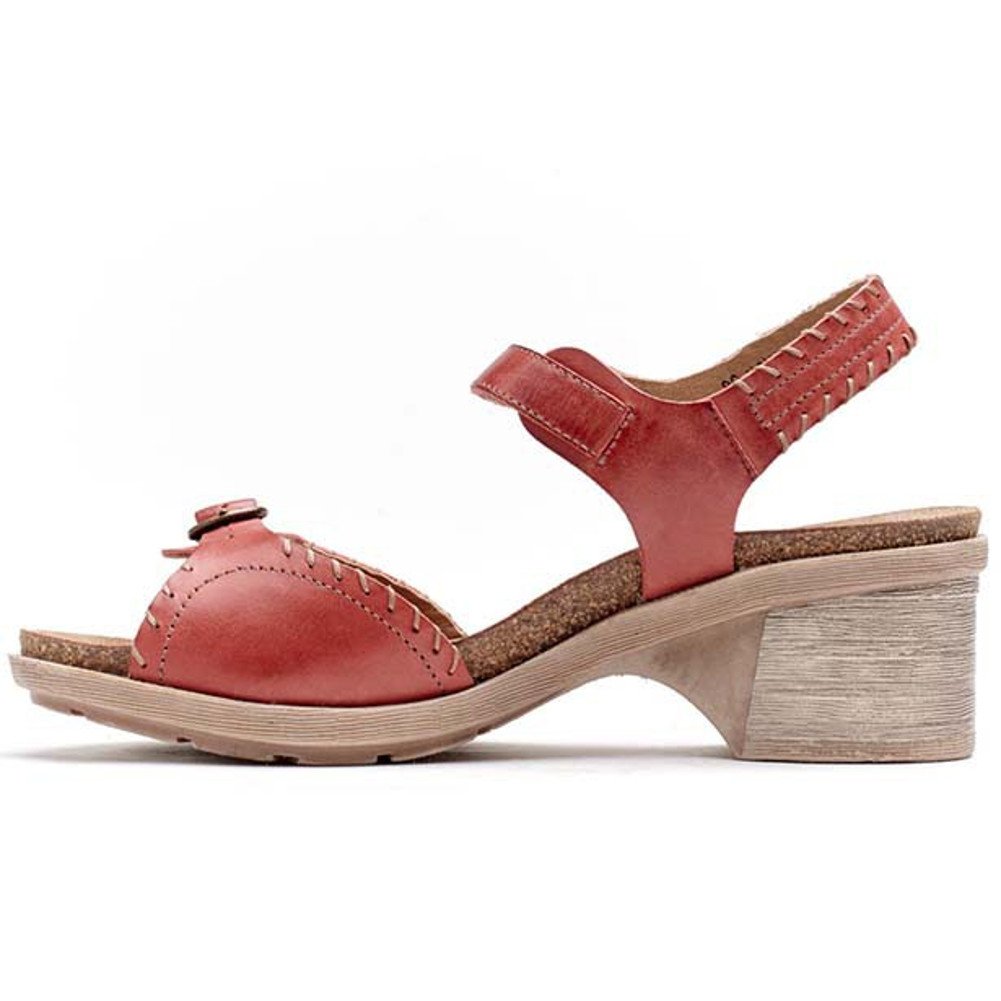 Dromedaris Women's Red Leather Sandals Size 42 - Comfortable Summer Beach Sandals for Walking, Travel & Casual Outfits