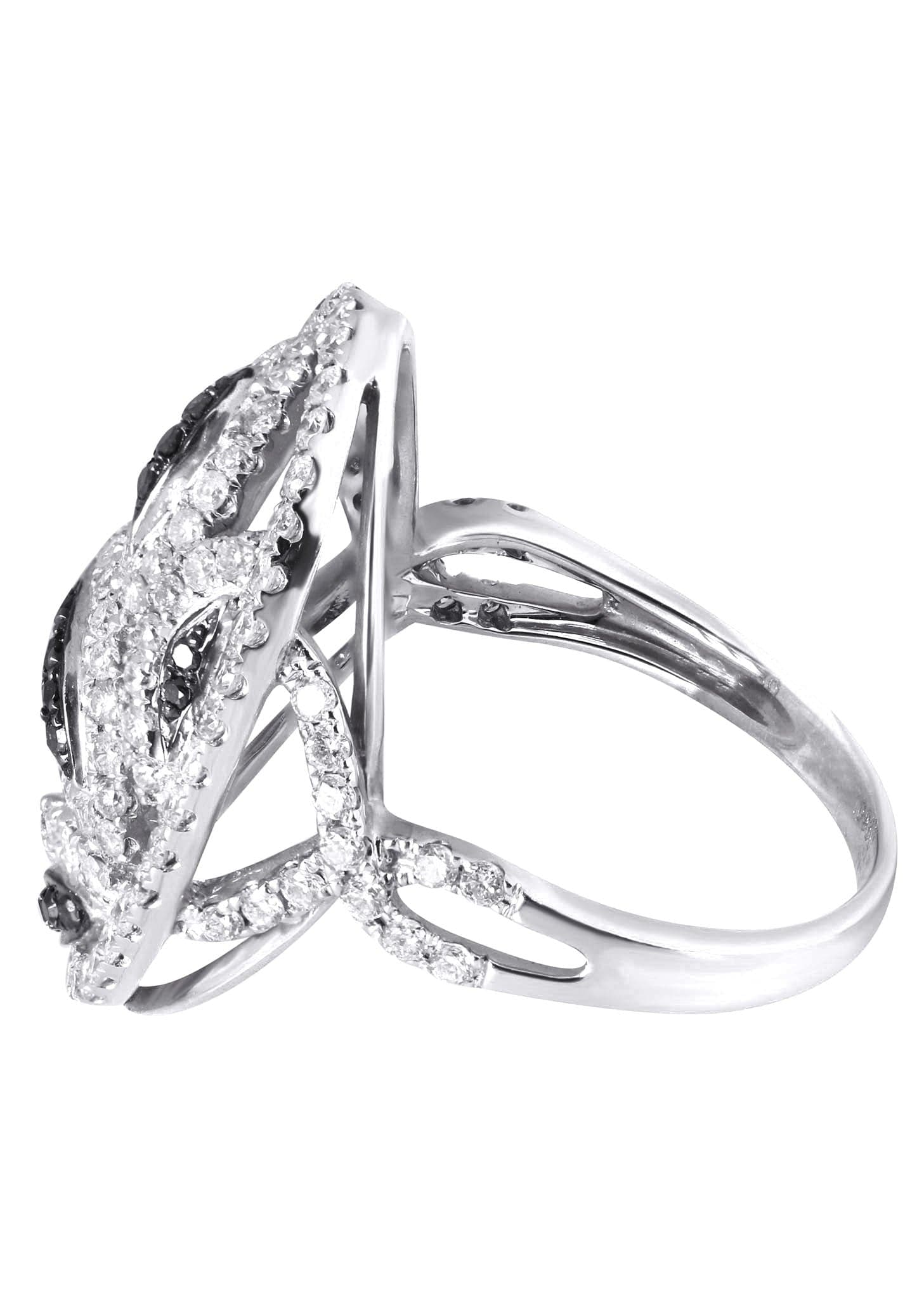 14K Gold Black Diamond Cocktail Ring for Women - 1.28 Carat Elegant Statement Jewelry - 6.89 Grams | Perfect for Evening Parties, Weddings & Special Occasions
