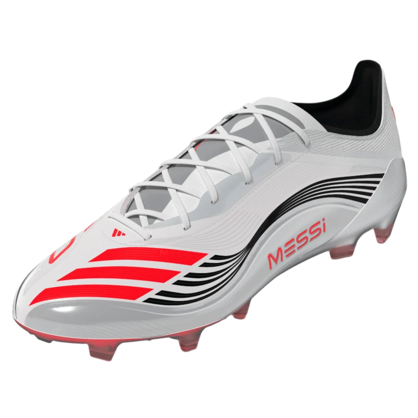 Adidas F50 Messi Elite FG Soccer Cleats for Men - White/Lucid Red/Silver Metallic - Lightweight Football Shoes for Artificial Grass - Perfect for Training & Matches