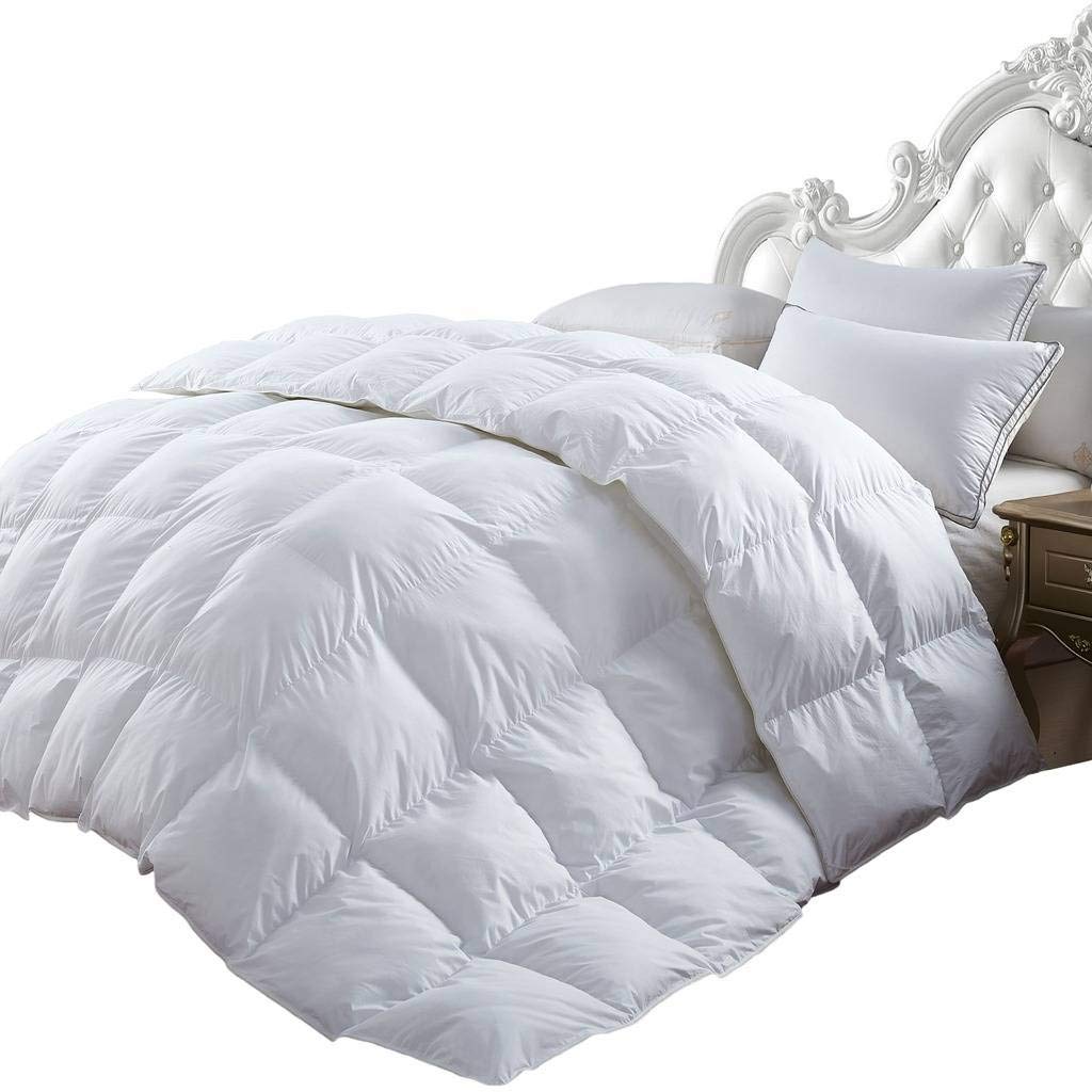 Luxury Queen Size White Goose Down Comforter - Hypoallergenic & Breathable Feather Duvet Insert for All Seasons - Perfect for Master Bedroom, Guest Room & Hotel Use