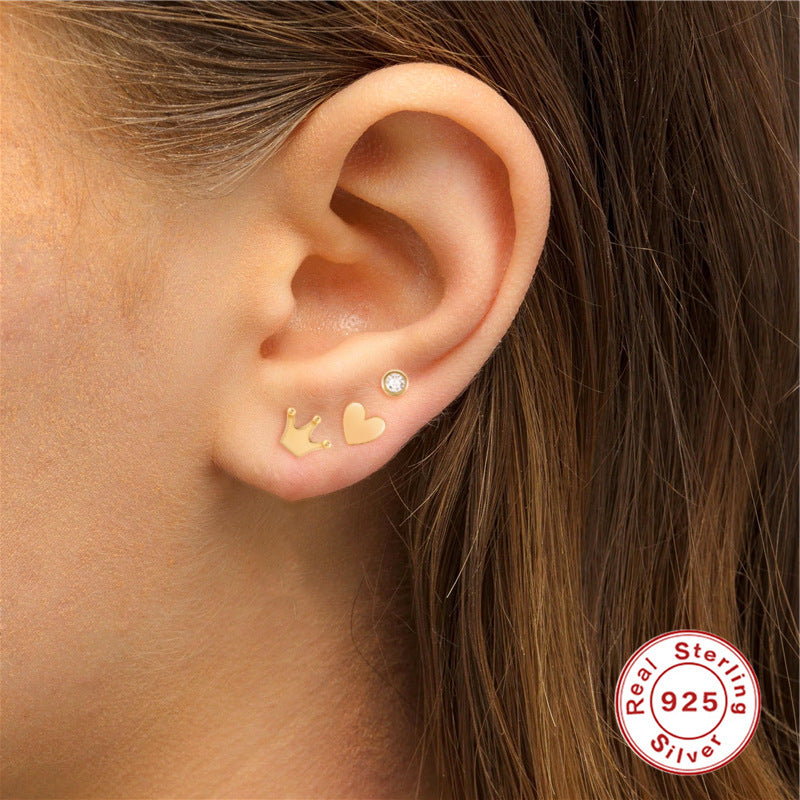 S925 Sterling Silver Mini Heart Stud Earrings - Glazed Surface, Hypoallergenic, Dainty & Elegant Jewelry for Women - Perfect for Everyday Wear, Date Night & Gifts