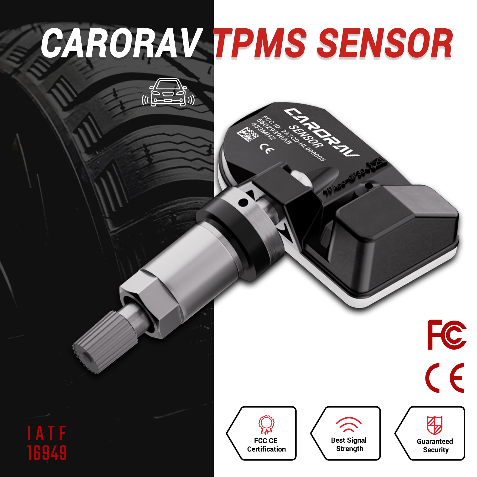 4-Pack 433MHz TPMS Sensor Replacement for Chrysler Jeep Dodge Ram - OE Compatible with #56029398AB 68142397AA 68241067AA 68241067AB | Tire Pressure Monitoring System for Safer Driving & Better Fuel Efficiency