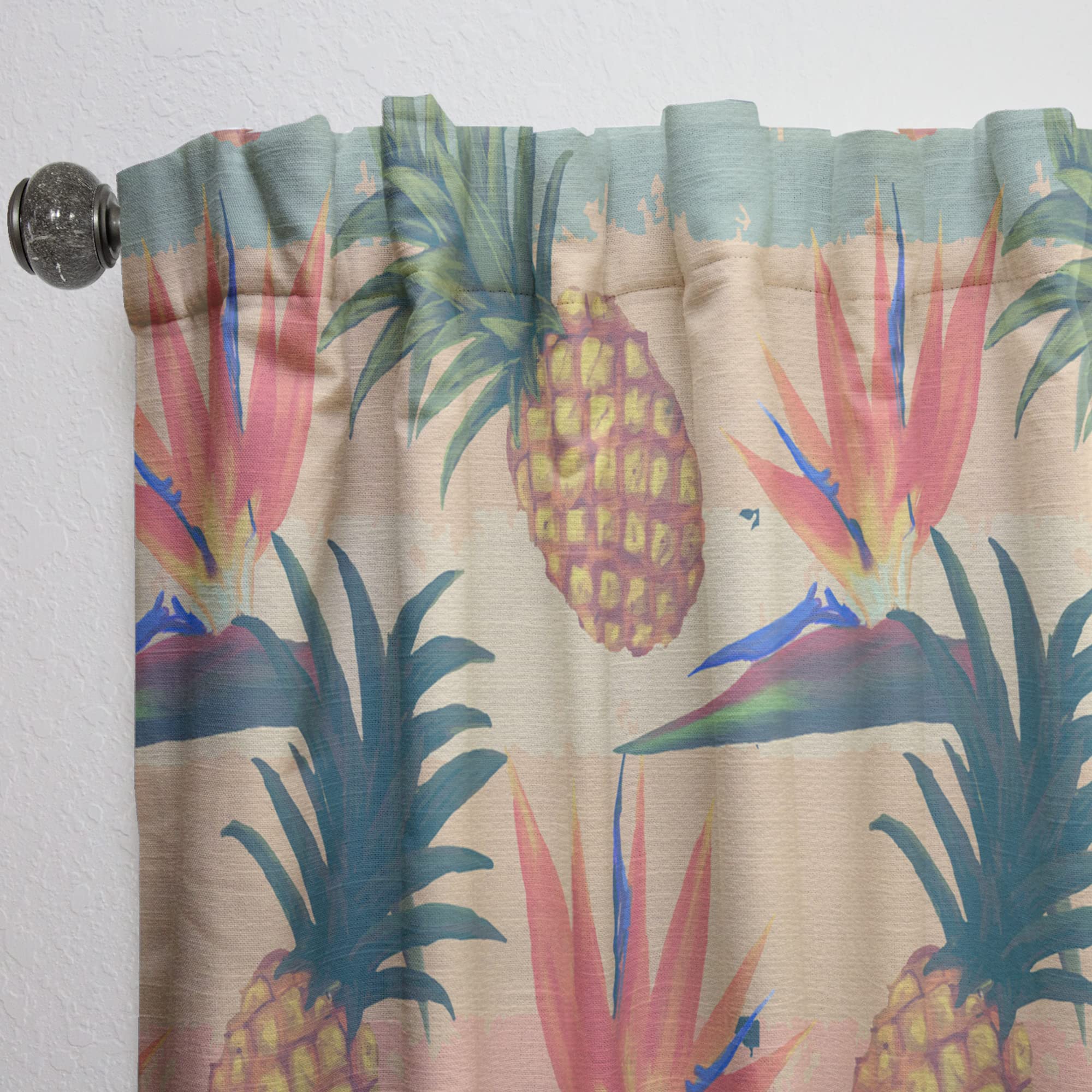 DesignQ Tropical Exotic Flowers & Pineapple Pattern Thermal Insulated Curtains - 52x120 Inch Single Panel for Bedroom & Living Room - Perfect for Home Decor, Sun Protection and Energy Saving