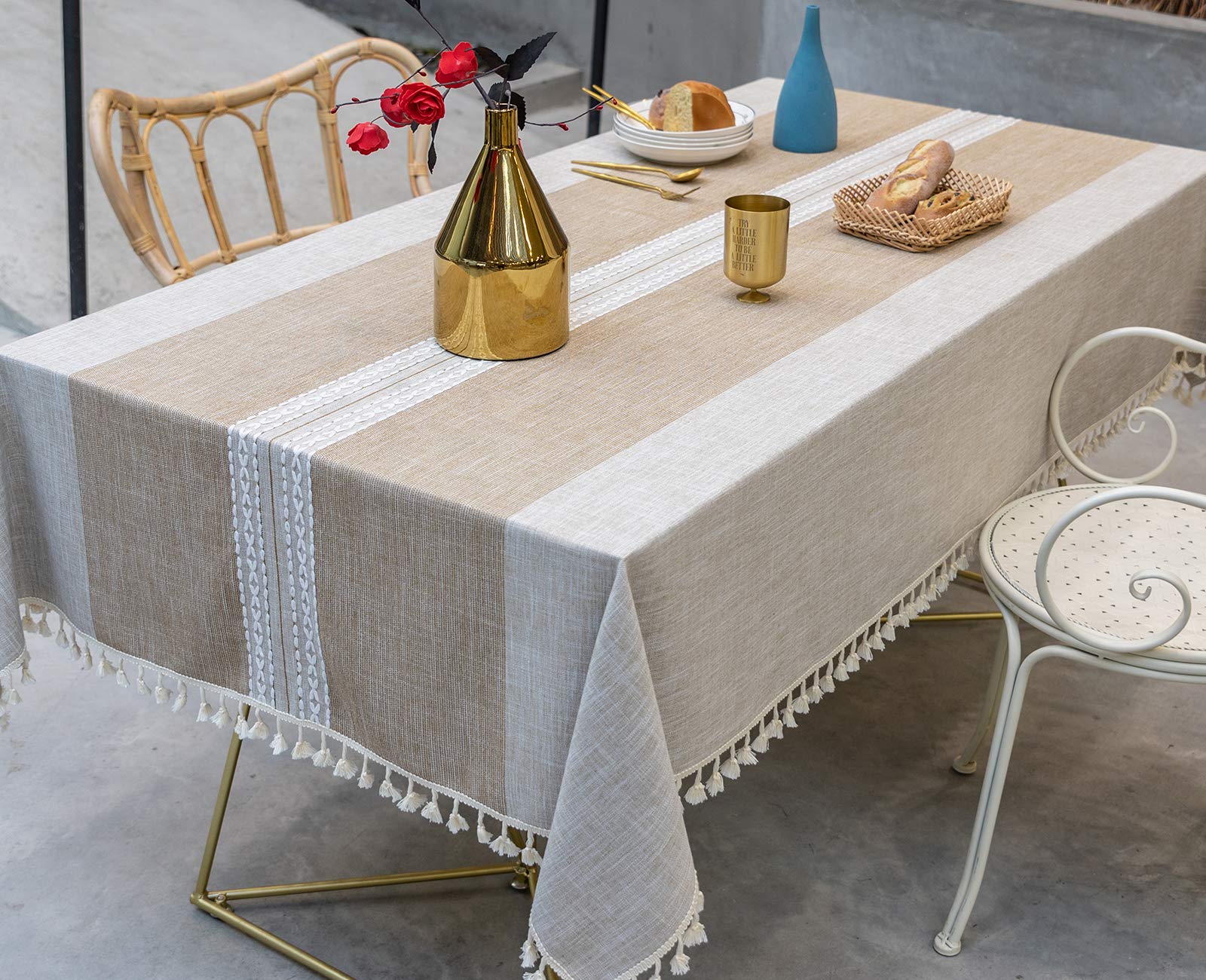 Deep Dream Cotton Tablecloth Wrinkle-Free for Kitchen Dining Party - 55x102 Inch Coffee Rectangle