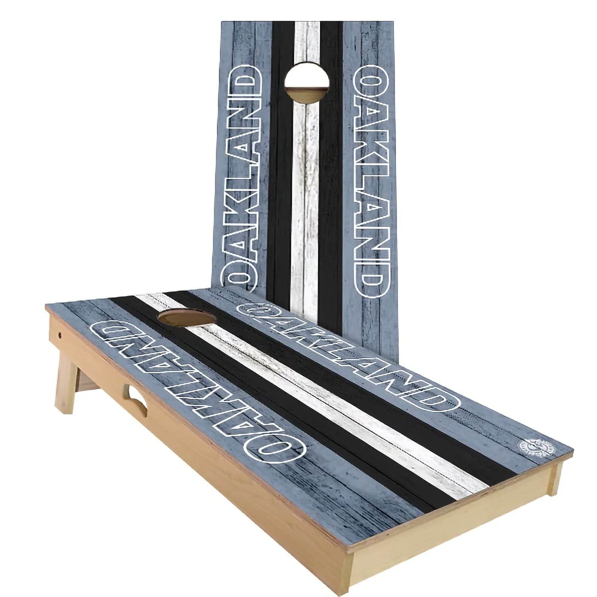 Oakland City Themed Cornhole Game Set - Premium Wooden Boards & 8 Bean Bags - Outdoor Lawn Games for Backyard, Tailgating, Parties & BBQ - Multiple Sizes Available (Includes Carrying Case & Accessories)