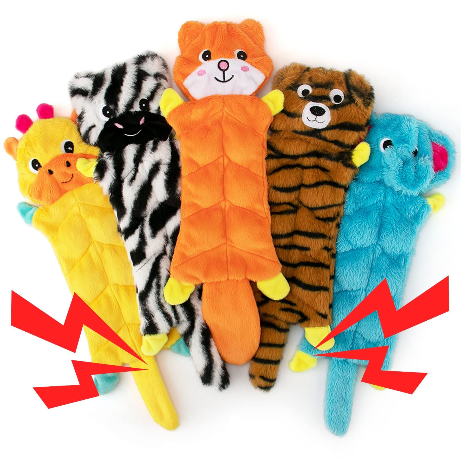 5 Pack Squeaky Dog Toys for Large & Medium Dogs - No Stuffing Crinkle Plush Chew Toys for Puppies, Teething Relief & Playtime Fun | Durable Pet Toys for Indoor & Outdoor Use