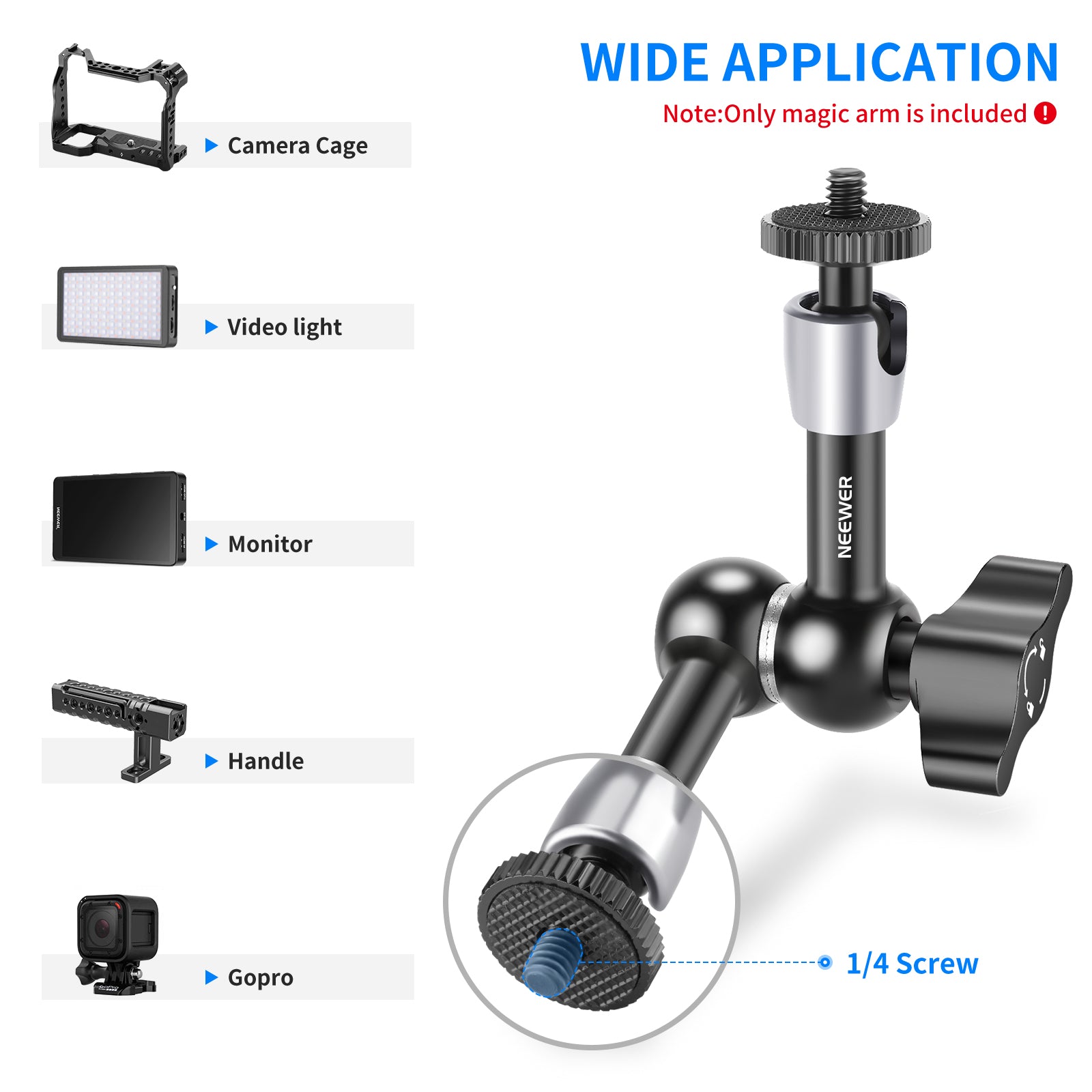NEEWER ST15 Adjustable Articulating Magic Arm with Super Clamp - Perfect for Camera, Lighting, and Smartphone Mounting in Photography & Videography
