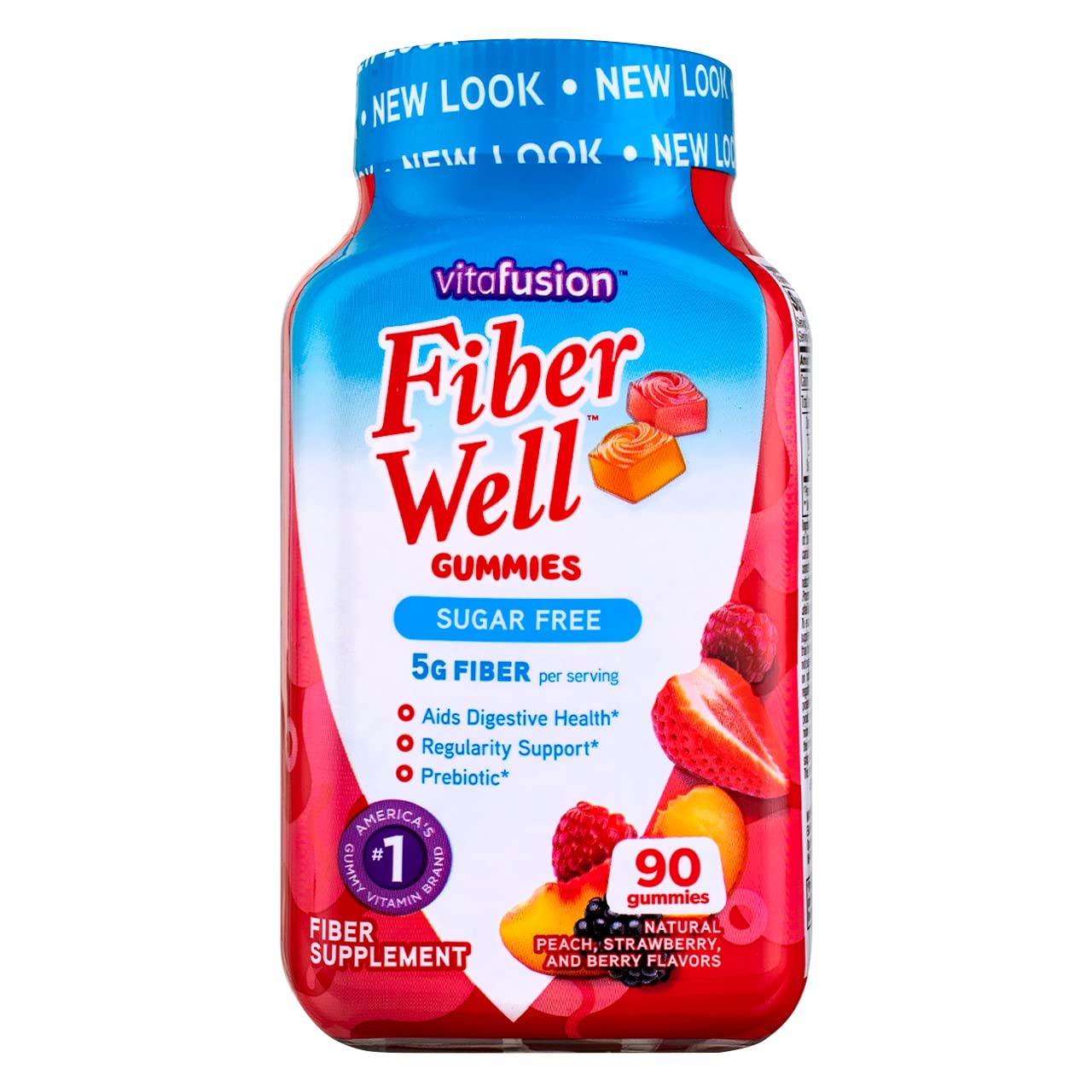 VitaFusion Fiber Well Gummies - Dietary Fiber Supplement with Assorted Flavors (90 Gummies, Pack of 3) for Digestive Health & Regularity - Perfect for On-the-Go Nutrition & Daily Wellness