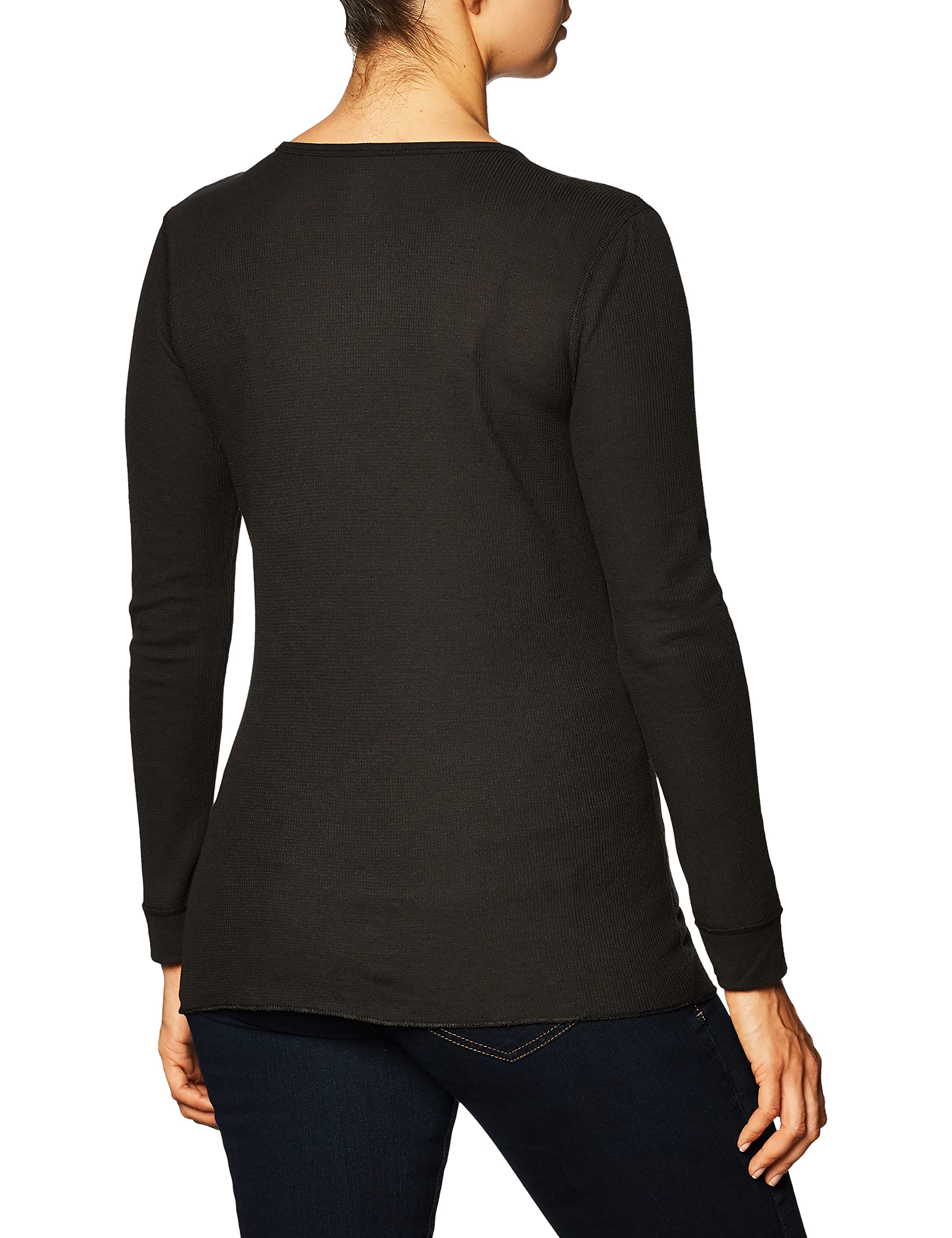 Fruit of the Loom Women's Micro Waffle Thermal V-Neck Long Sleeve Shirt - Soft & Warm Winter Layering Top for Casual Wear, Work & Outdoor Activities