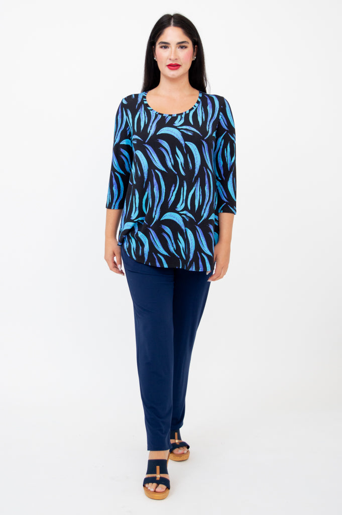 Jazz 3/4 Sleeve Top - Stylish Cuban Print Bamboo Blouse for Women | Perfect for Summer Outfits, Beach Vacations & Casual Wear